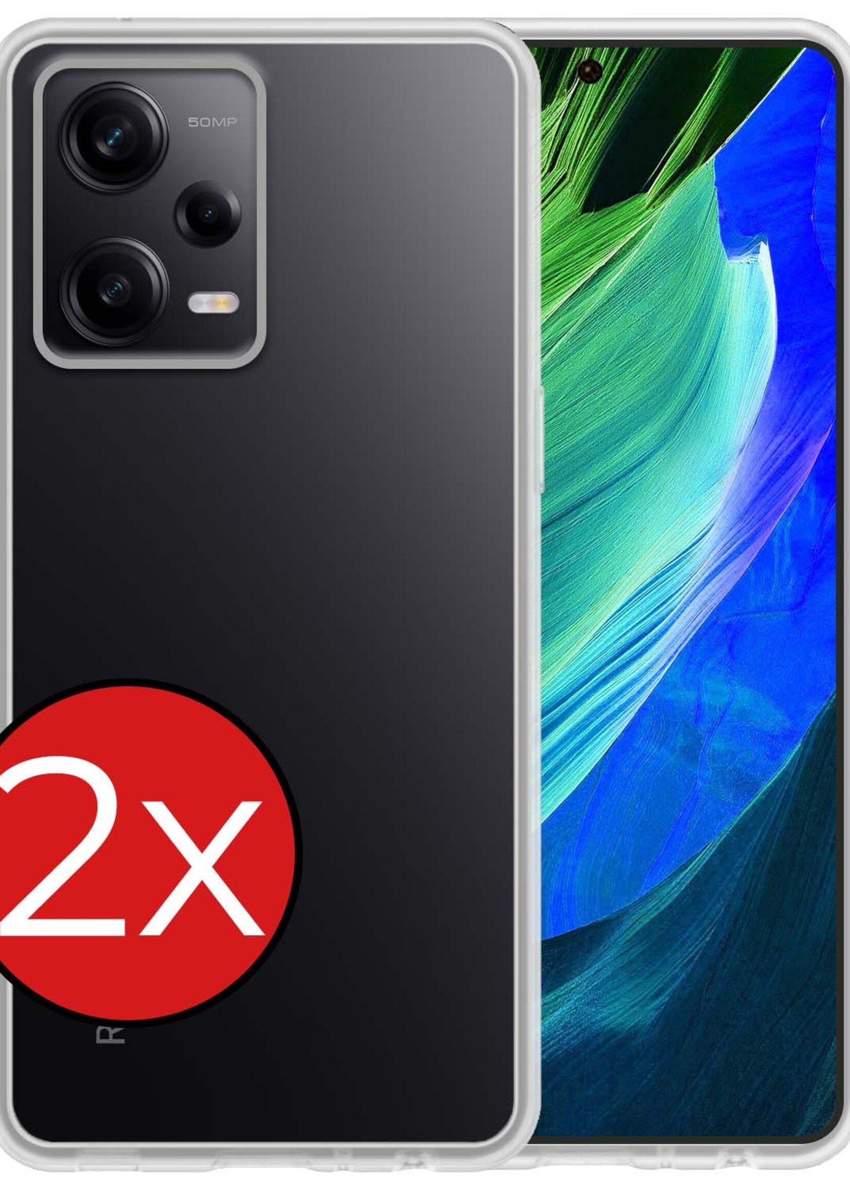 BTH Hoesje Geschikt voor Xiaomi Redmi Note 12 Pro+ Hoesje Siliconen Case Hoes - Hoes Geschikt voor Xiaomi Redmi Note 12 Pro+ Hoes Cover Case - Transparant - 2 PACK