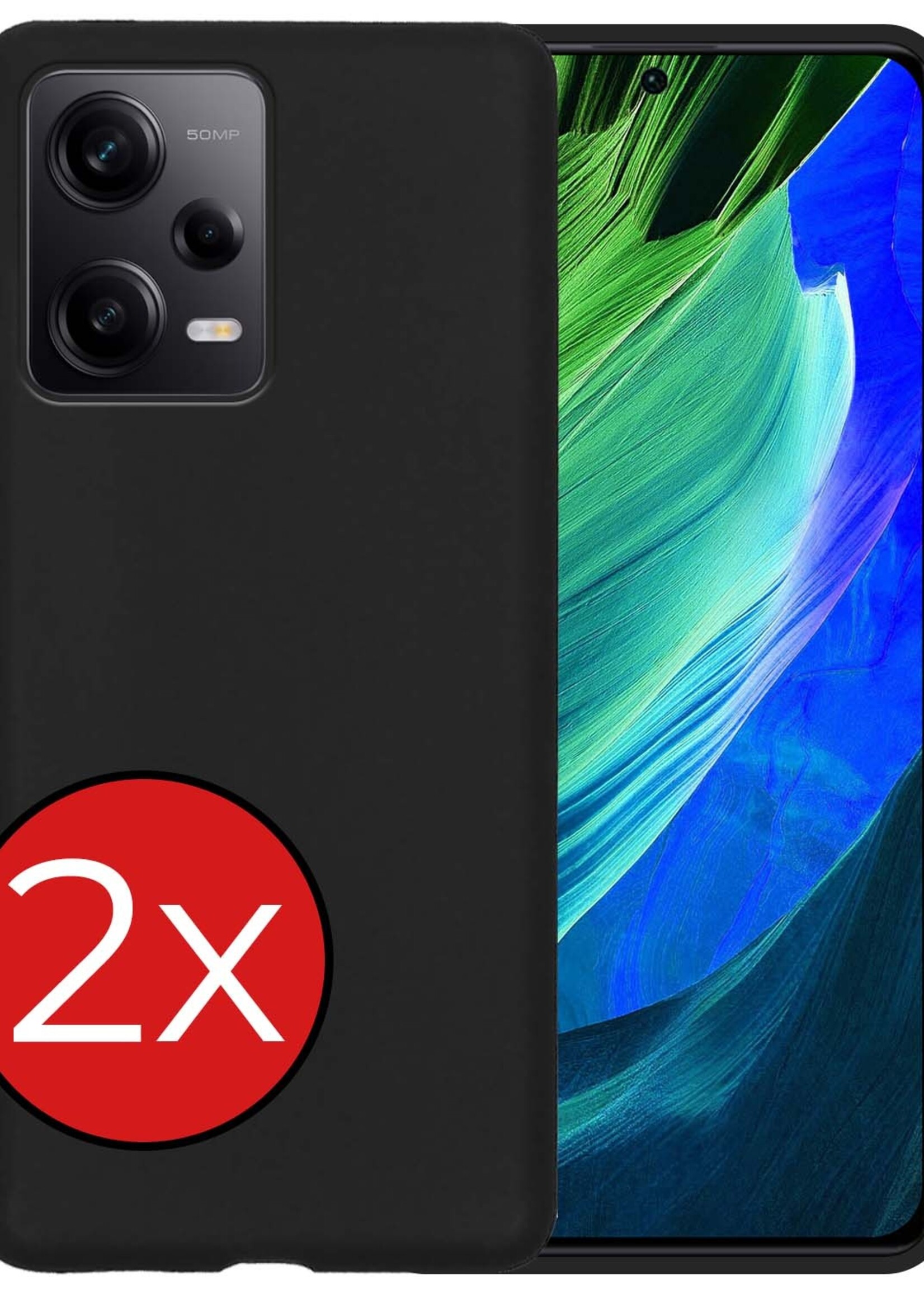 BTH Hoesje Geschikt voor Xiaomi Redmi Note 12 Pro+ Hoesje Siliconen Case Hoes - Hoes Geschikt voor Xiaomi Redmi Note 12 Pro+ Hoes Cover Case - Zwart - 2 PACK