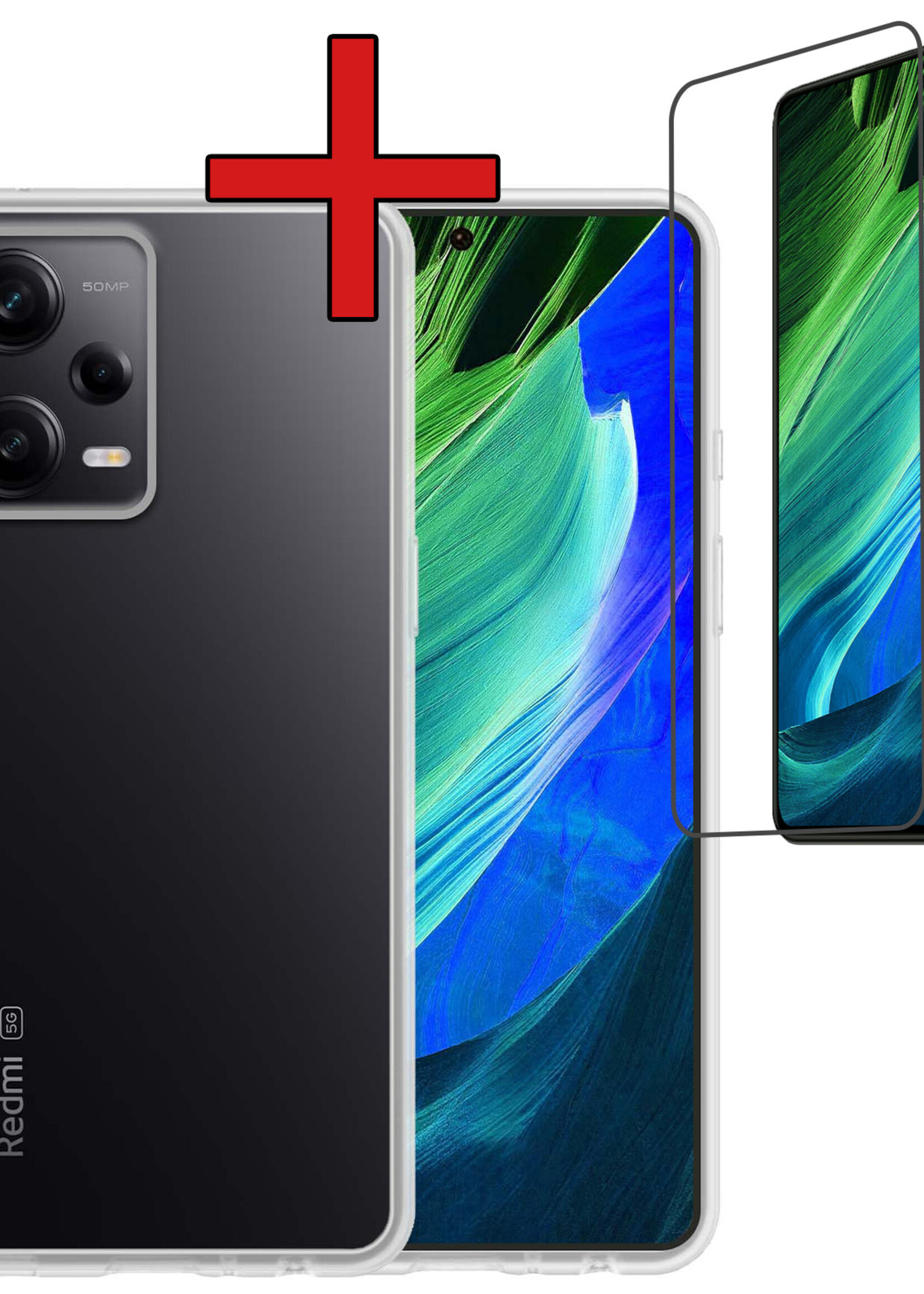 BTH Hoesje Geschikt voor Xiaomi Redmi Note 12 Pro+ Hoesje Siliconen Case Hoes Met Screenprotector - Hoes Geschikt voor Xiaomi Redmi Note 12 Pro+ Hoes Cover Case - Transparant