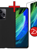 BTH BTH Xiaomi Redmi Note 12 Pro+ Hoesje Siliconen Met 2x Screenprotector - Zwart