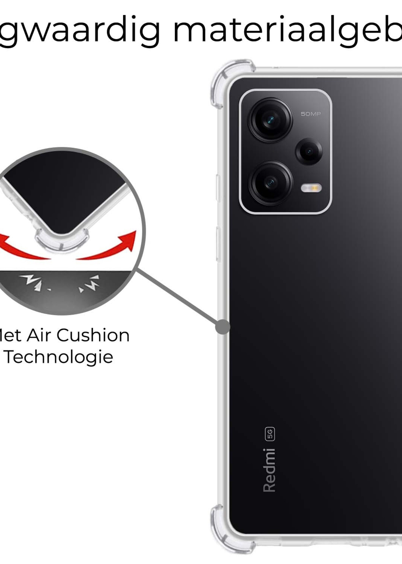 BTH Hoesje Geschikt voor Xiaomi Redmi Note 12 Pro+ Hoesje Siliconen Shock Proof Case Hoes Met Screenprotector - Hoes Geschikt voor Xiaomi Redmi Note 12 Pro+ Hoes Cover Case Shockproof - Transparant