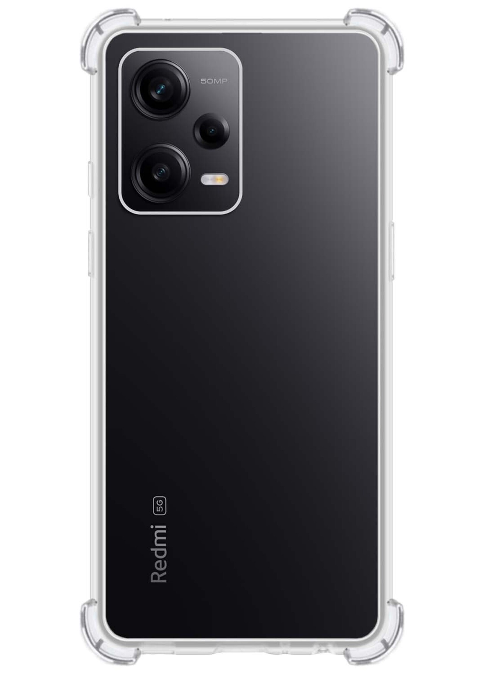 BTH Hoesje Geschikt voor Xiaomi Redmi Note 12 Pro+ Hoesje Siliconen Shock Proof Case Hoes Met Screenprotector - Hoes Geschikt voor Xiaomi Redmi Note 12 Pro+ Hoes Cover Case Shockproof - Transparant