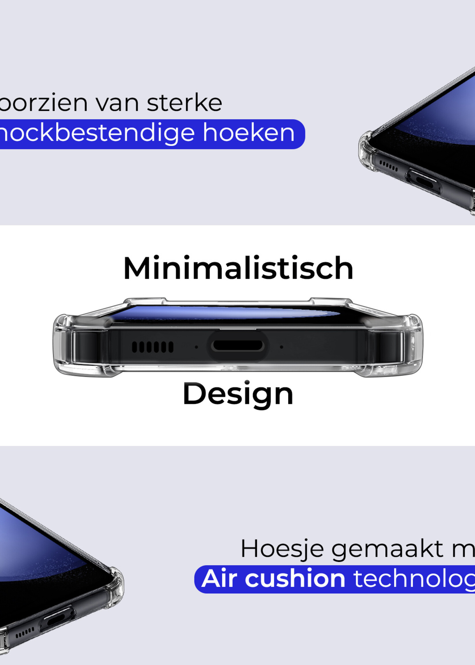 BTH Hoesje Geschikt voor Samsung S23 FE Hoesje Met Pasjeshouder Siliconen Case Met Kaarthouder Met 2x Screenprotector - Hoes Geschikt voor Samsung Galaxy S23 FE Hoesje Shock Proof Case - Transparant