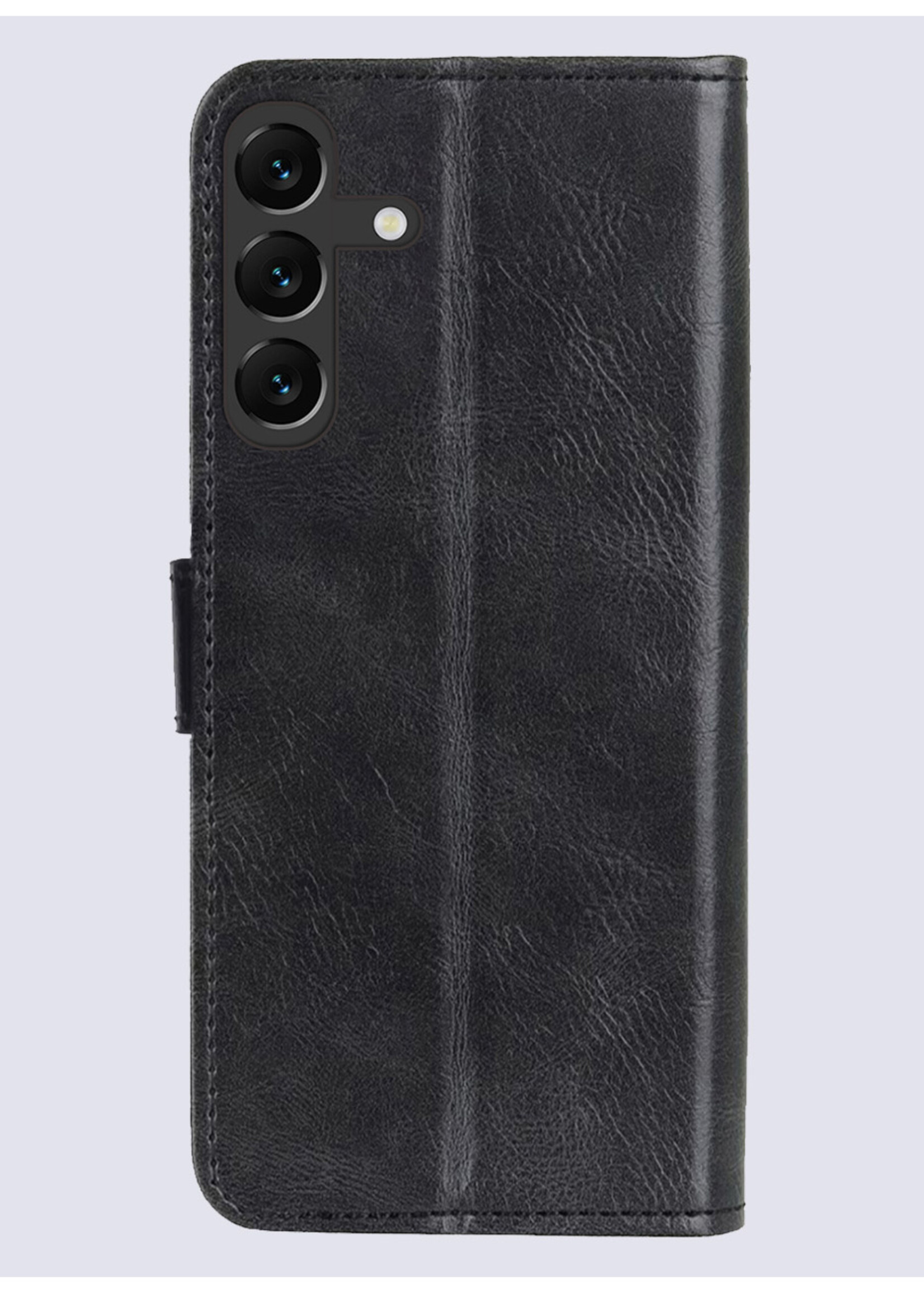 BTH Hoesje Geschikt voor Samsung S24 Plus Hoesje Book Case Hoes Portemonnee Cover Walletcase Met Screenprotector - Hoes Geschikt voor Samsung Galaxy S24 Plus Hoes Bookcase Hoesje - Zwart