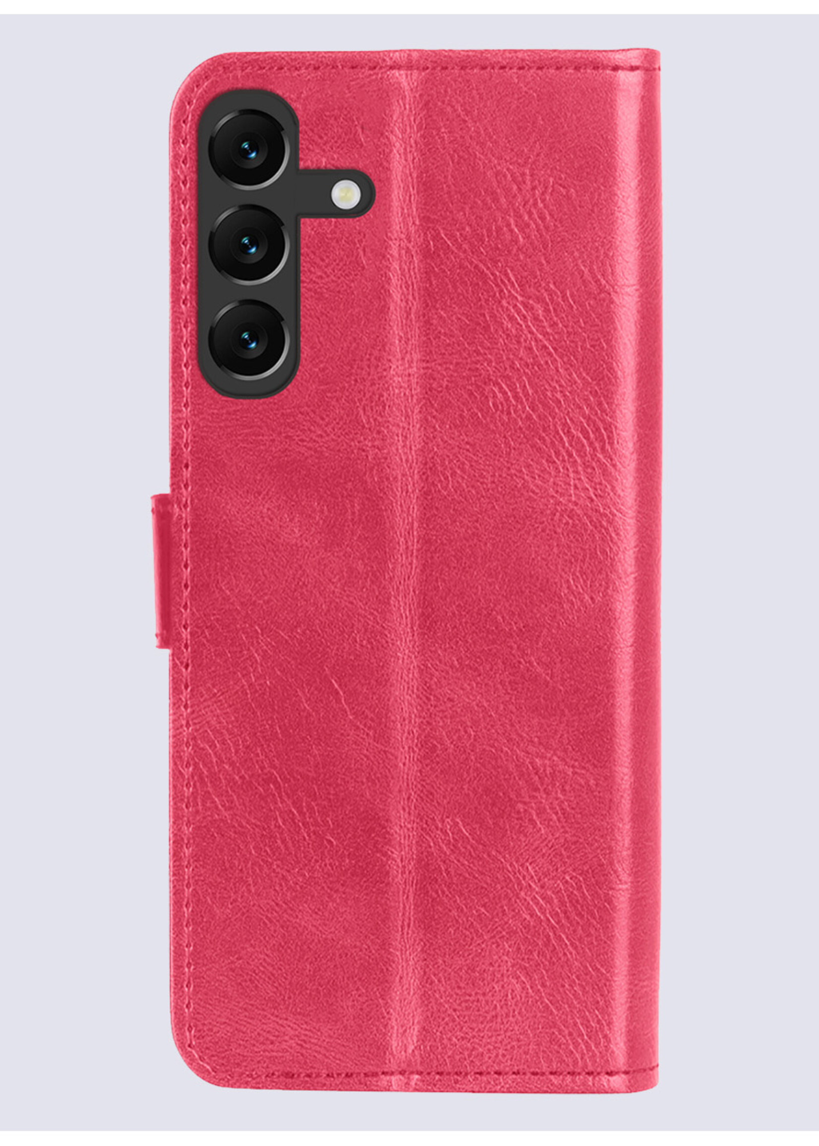 BTH Hoesje Geschikt voor Samsung S24 Plus Hoesje Book Case Hoes Portemonnee Cover Walletcase - Hoes Geschikt voor Samsung Galaxy S24 Plus Hoes Bookcase Hoesje - Donkerroze
