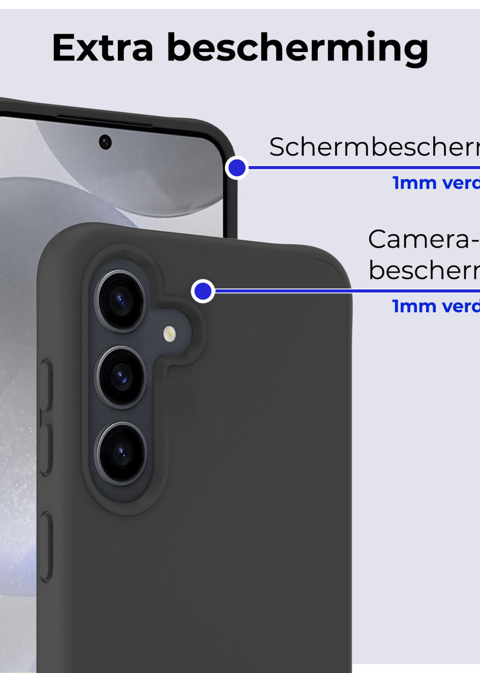 BTH Hoesje Geschikt voor Samsung S24 Plus Hoesje Siliconen Case Hoes Met 2x Screenprotector - Hoes Geschikt voor Samsung Galaxy S24 Plus Hoes Cover Case - Zwart