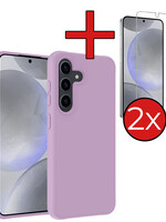 BTH BTH Samsung Galaxy S24 Plus Hoesje Siliconen Met 2x Screenprotector - Lila