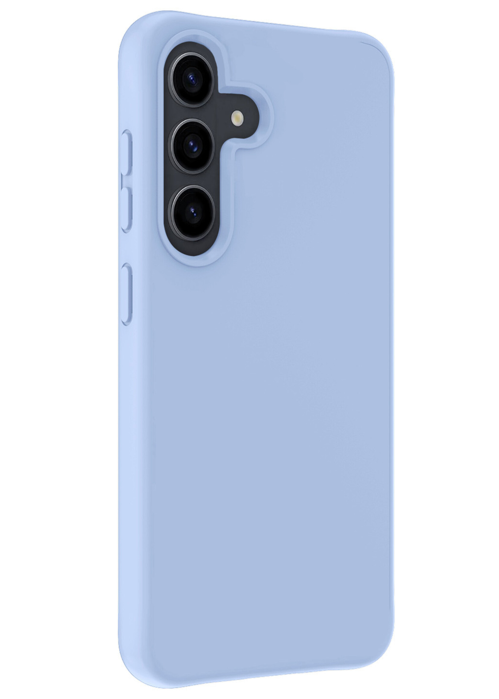 BTH Hoesje Geschikt voor Samsung S24 Plus Hoesje Siliconen Case Hoes Met 2x Screenprotector - Hoes Geschikt voor Samsung Galaxy S24 Plus Hoes Cover Case - Lichtblauw