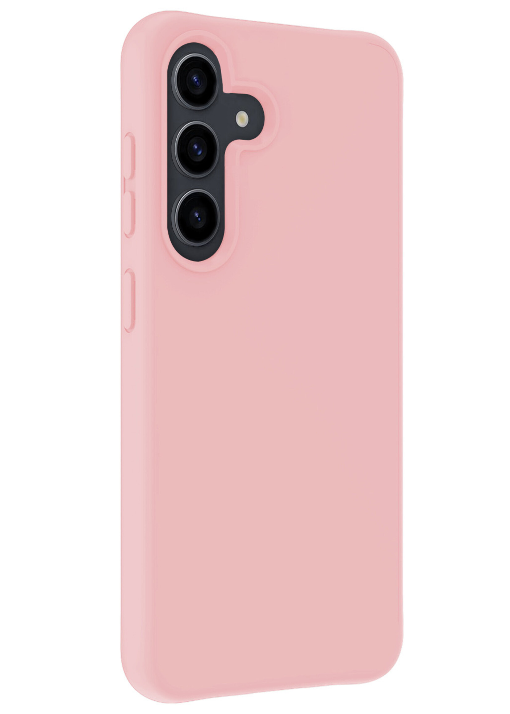 BTH Hoesje Geschikt voor Samsung S24 Plus Hoesje Siliconen Case Hoes Met Screenprotector - Hoes Geschikt voor Samsung Galaxy S24 Plus Hoes Cover Case - Lichtroze