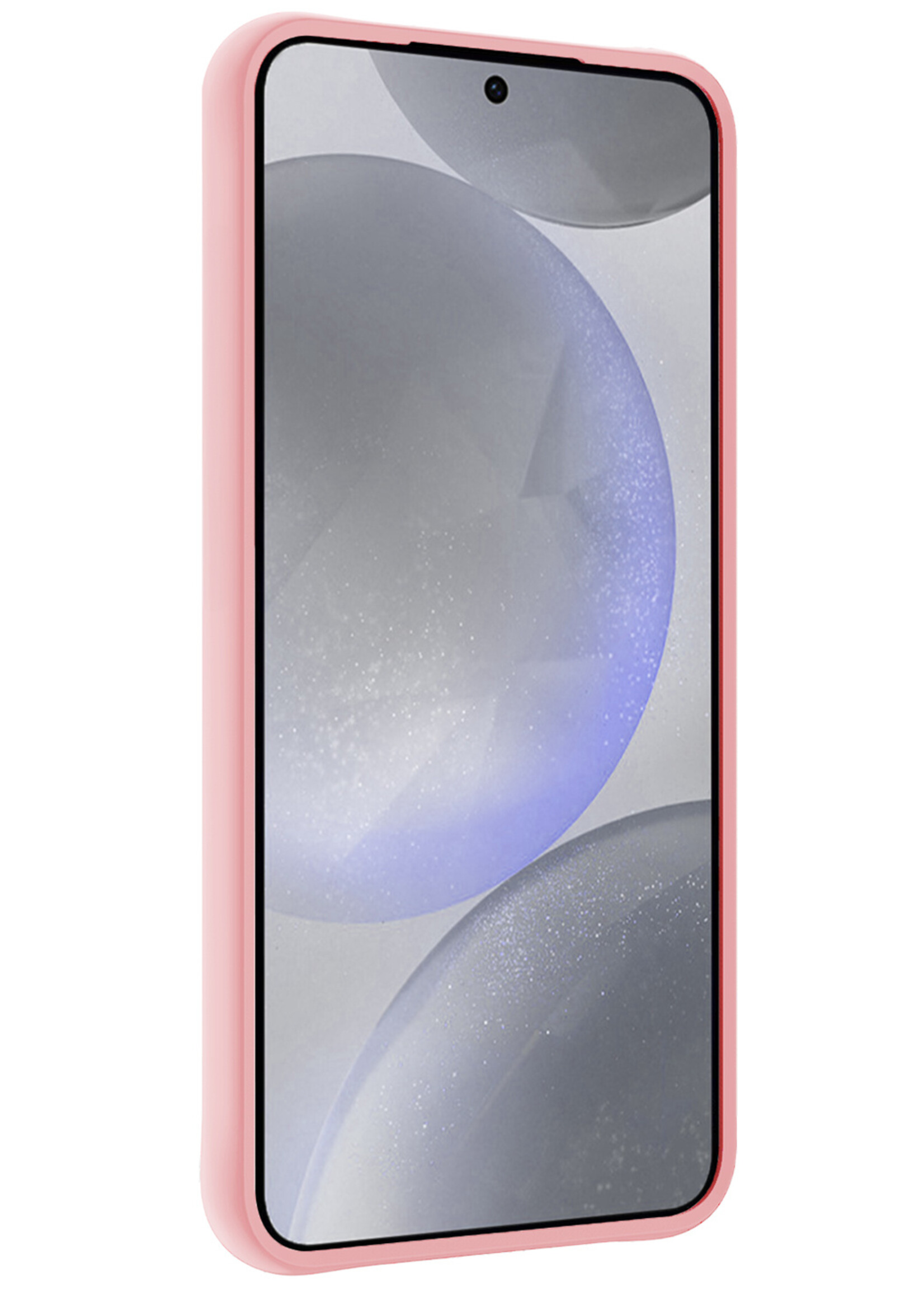 BTH Hoesje Geschikt voor Samsung S24 Plus Hoesje Siliconen Case Hoes Met Screenprotector - Hoes Geschikt voor Samsung Galaxy S24 Plus Hoes Cover Case - Lichtroze