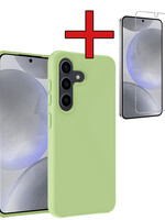 BTH BTH Samsung Galaxy S24 Plus Hoesje Siliconen Met Screenprotector - Groen