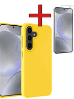 BTH BTH Samsung Galaxy S24 Plus Hoesje Siliconen Met Screenprotector - Geel