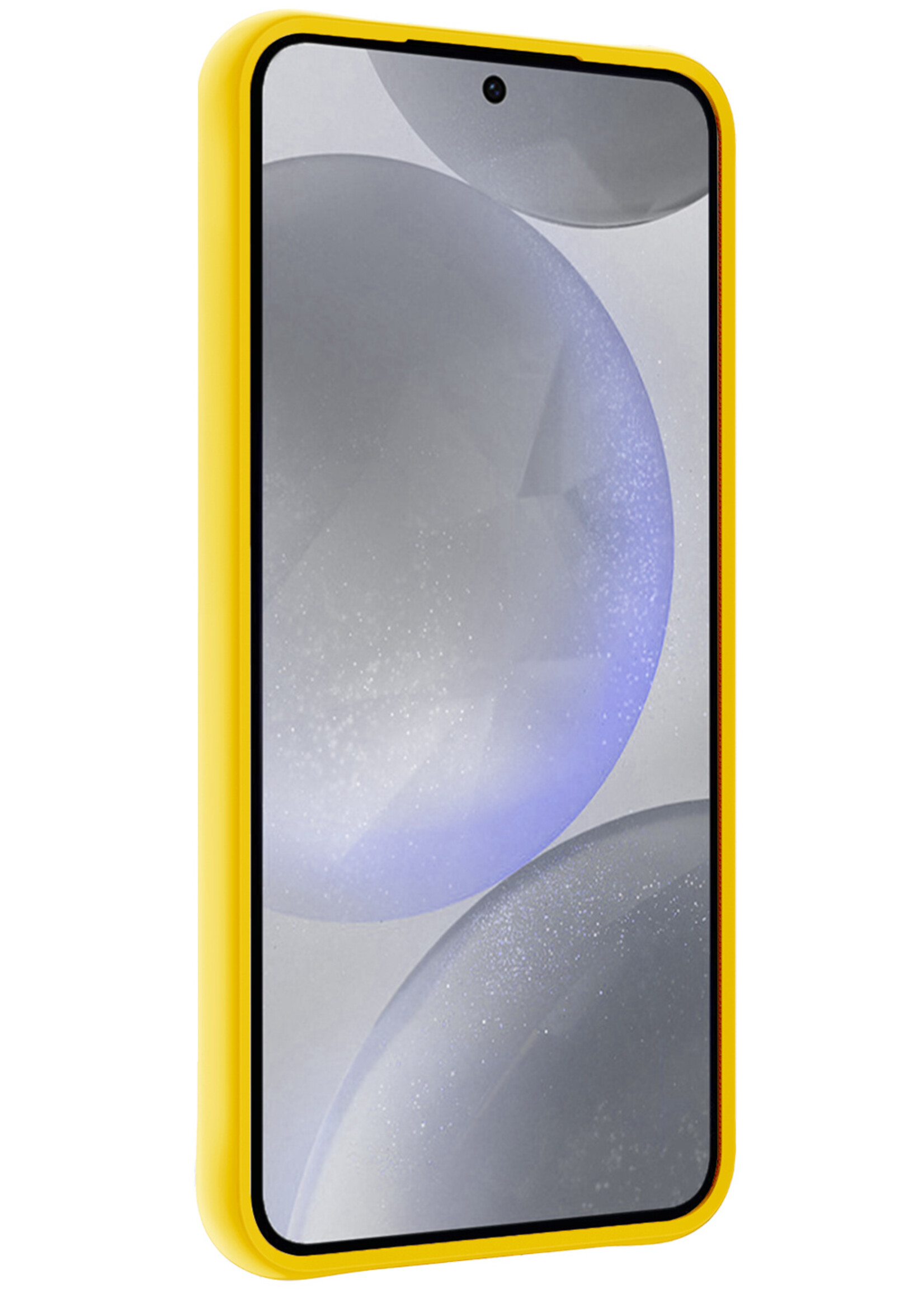 BTH Hoesje Geschikt voor Samsung S24 Plus Hoesje Siliconen Case Hoes Met Screenprotector - Hoes Geschikt voor Samsung Galaxy S24 Plus Hoes Cover Case - Geel
