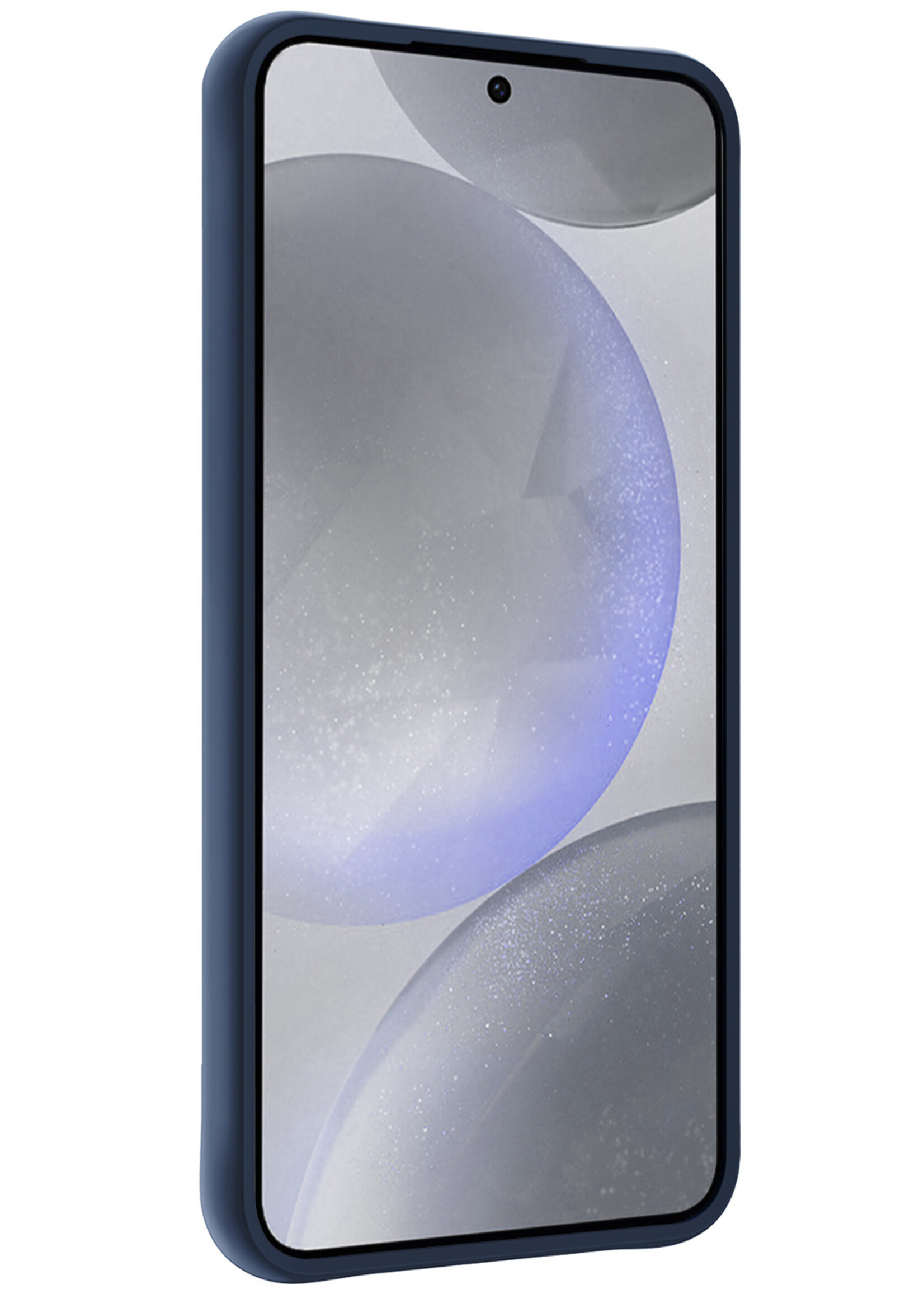 BTH Hoesje Geschikt voor Samsung S24 Plus Hoesje Siliconen Case Hoes Met Screenprotector - Hoes Geschikt voor Samsung Galaxy S24 Plus Hoes Cover Case - Donkerblauw