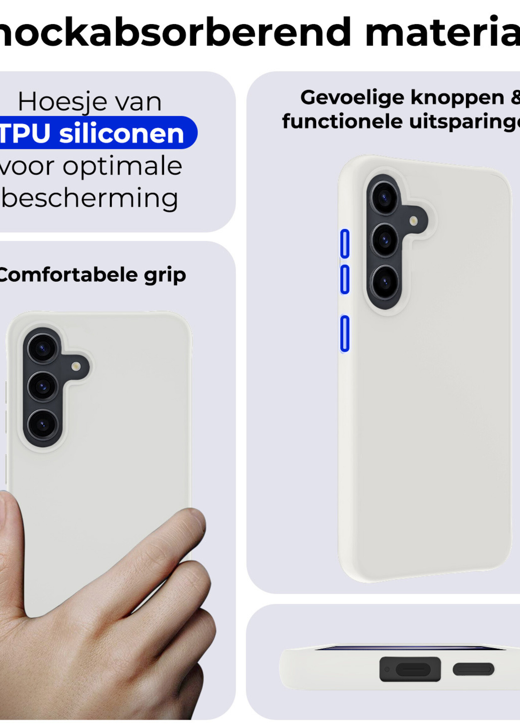 BTH Hoesje Geschikt voor Samsung S24 Plus Hoesje Siliconen Case Hoes - Hoes Geschikt voor Samsung Galaxy S24 Plus Hoes Cover Case - Wit - 2 PACK