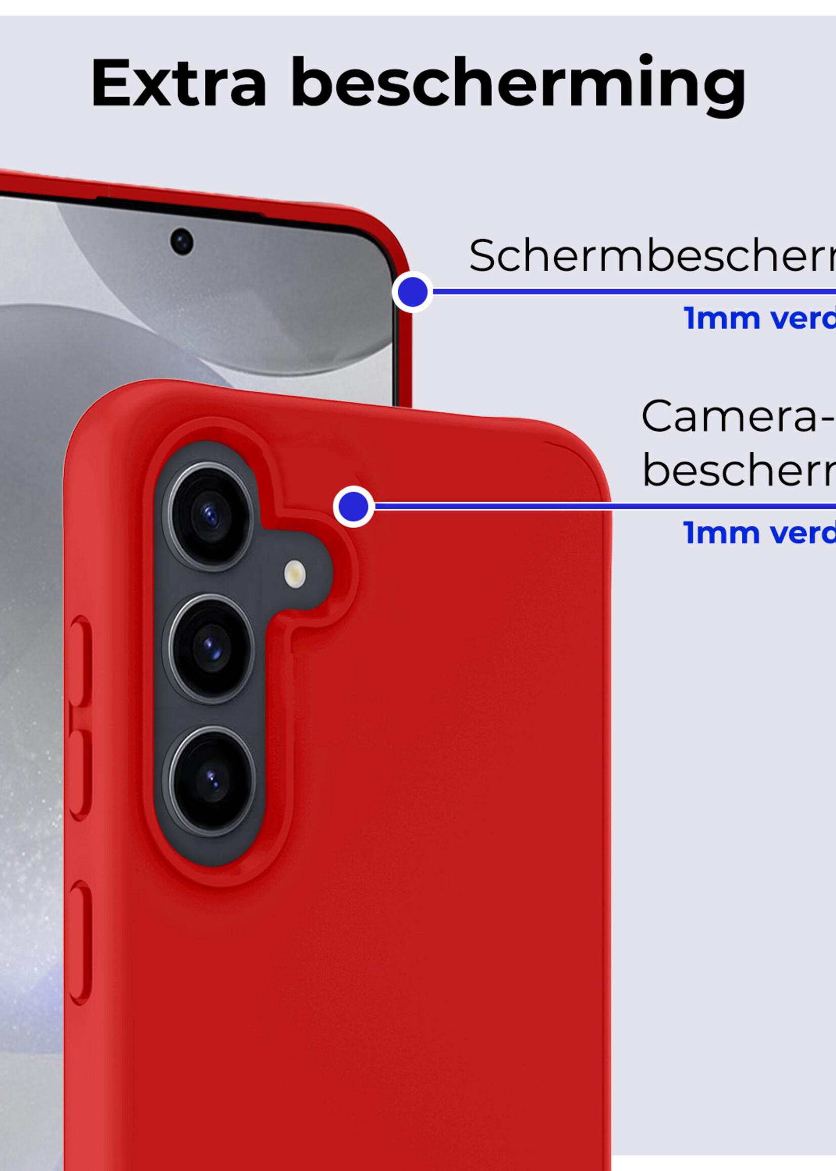 BTH Hoesje Geschikt voor Samsung S24 Plus Hoesje Siliconen Case Hoes - Hoes Geschikt voor Samsung Galaxy S24 Plus Hoes Cover Case - Rood - 2 PACK