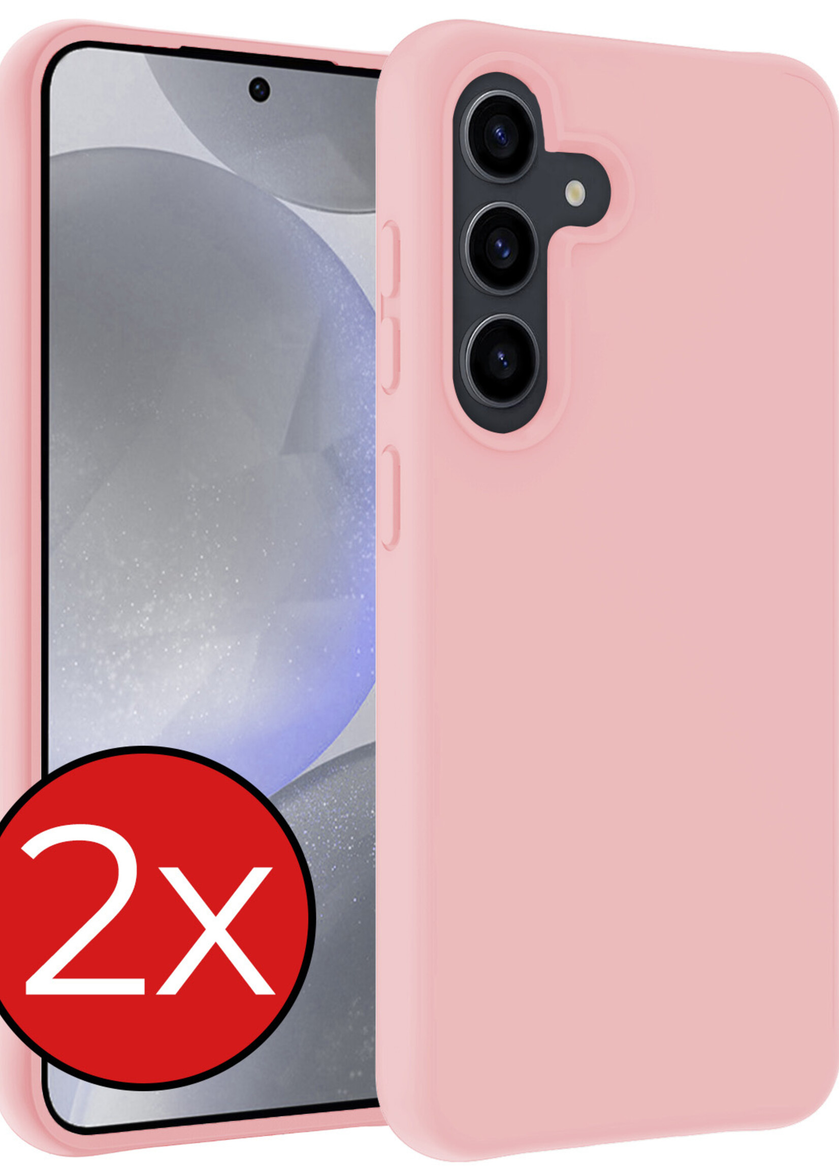 BTH Hoesje Geschikt voor Samsung S24 Plus Hoesje Siliconen Case Hoes - Hoes Geschikt voor Samsung Galaxy S24 Plus Hoes Cover Case - Lichtroze - 2 PACK