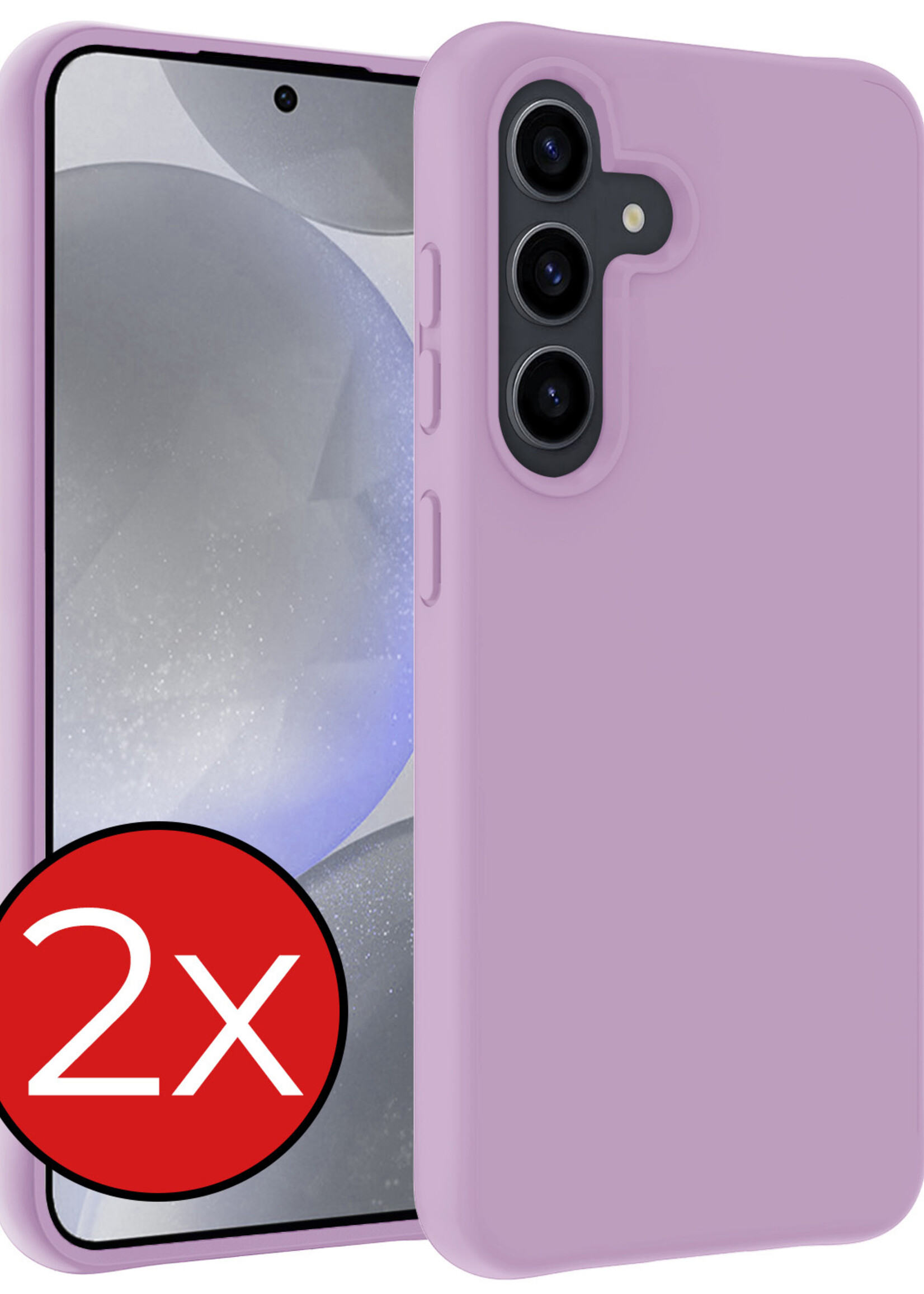 BTH Hoesje Geschikt voor Samsung S24 Plus Hoesje Siliconen Case Hoes - Hoes Geschikt voor Samsung Galaxy S24 Plus Hoes Cover Case - Lila - 2 PACK
