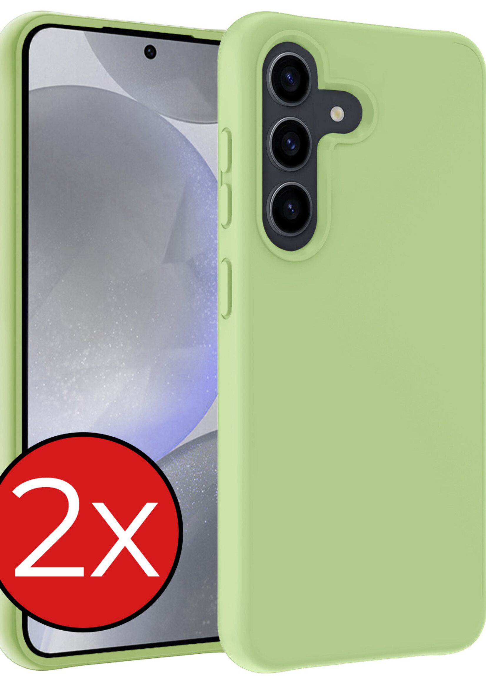 BTH Hoesje Geschikt voor Samsung S24 Plus Hoesje Siliconen Case Hoes - Hoes Geschikt voor Samsung Galaxy S24 Plus Hoes Cover Case - Groen - 2 PACK