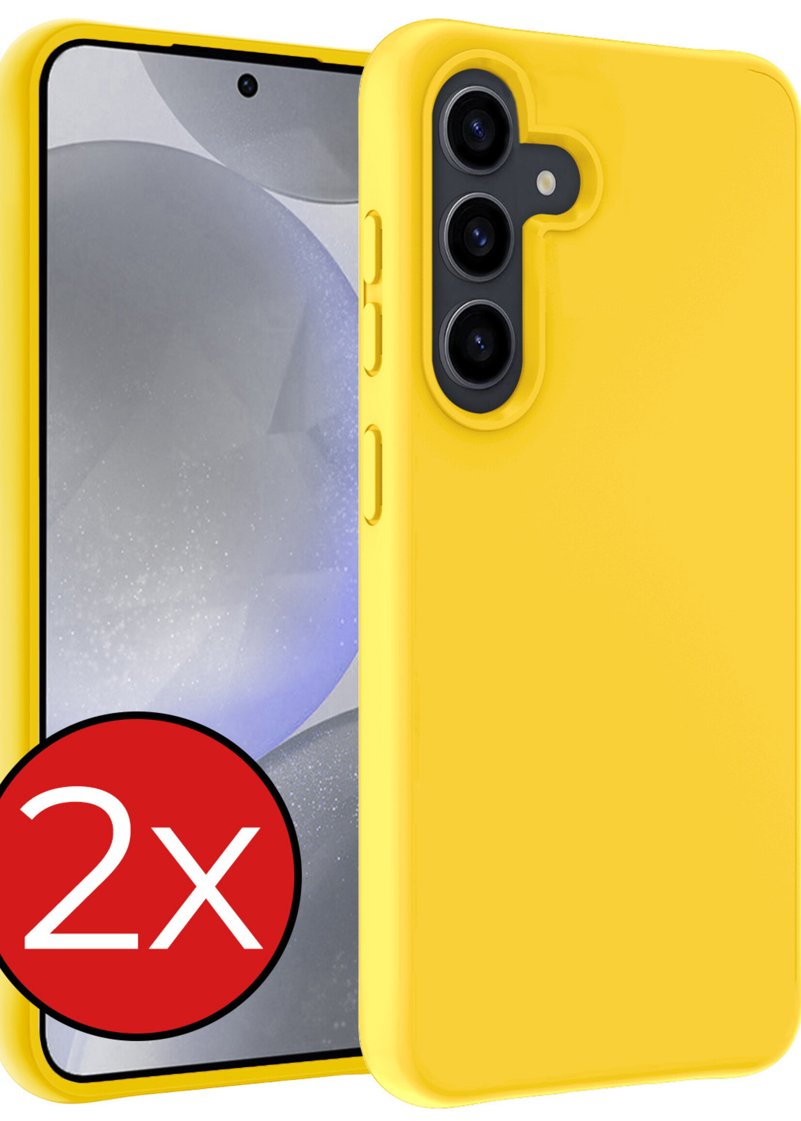 BTH Hoesje Geschikt voor Samsung S24 Plus Hoesje Siliconen Case Hoes - Hoes Geschikt voor Samsung Galaxy S24 Plus Hoes Cover Case - Geel - 2 PACK