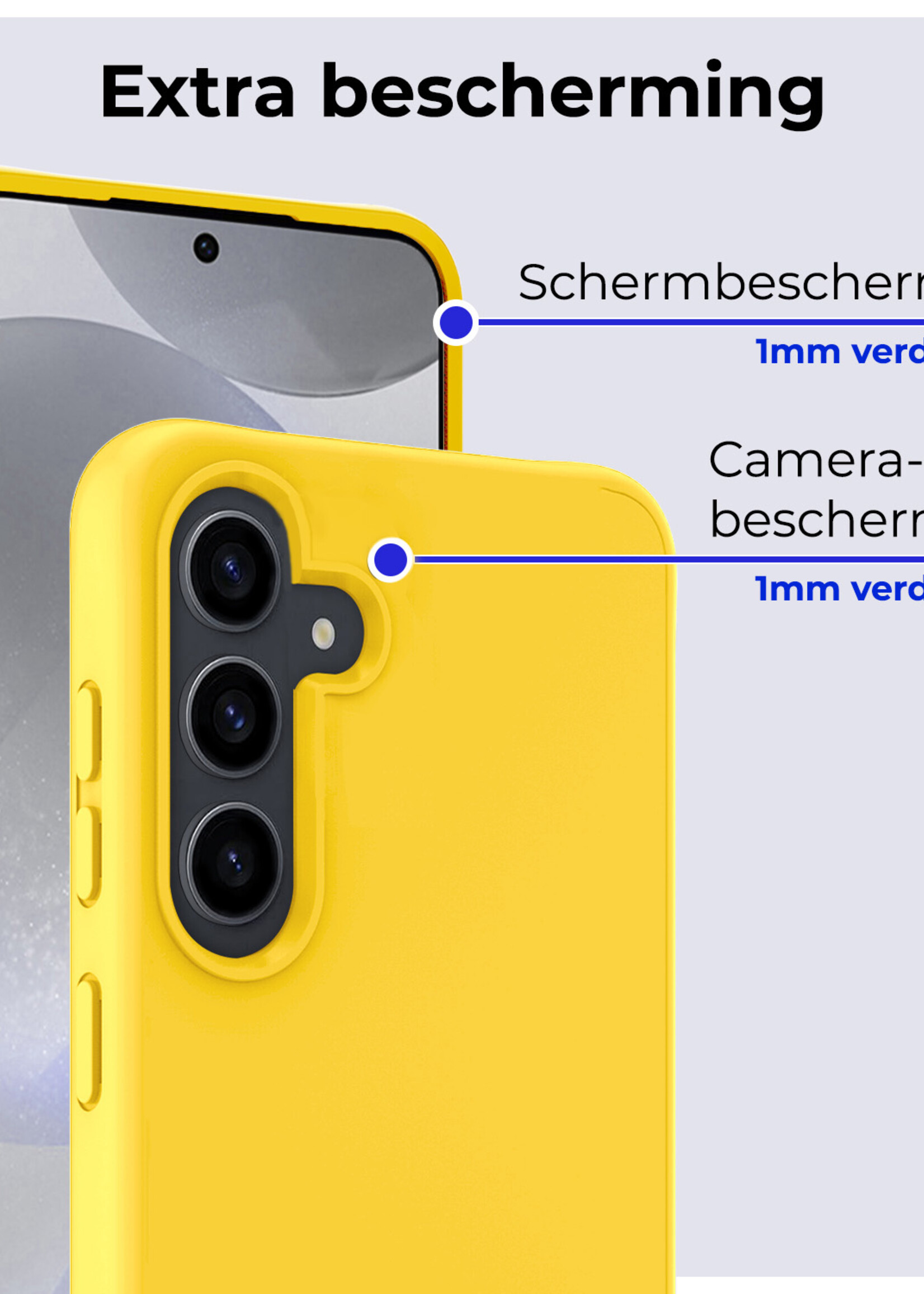BTH Hoesje Geschikt voor Samsung S24 Plus Hoesje Siliconen Case Hoes - Hoes Geschikt voor Samsung Galaxy S24 Plus Hoes Cover Case - Geel - 2 PACK