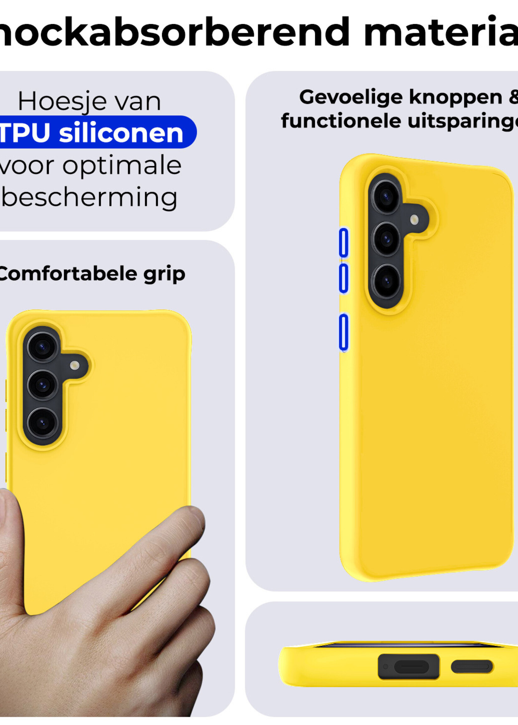 BTH Hoesje Geschikt voor Samsung S24 Plus Hoesje Siliconen Case Hoes - Hoes Geschikt voor Samsung Galaxy S24 Plus Hoes Cover Case - Geel - 2 PACK