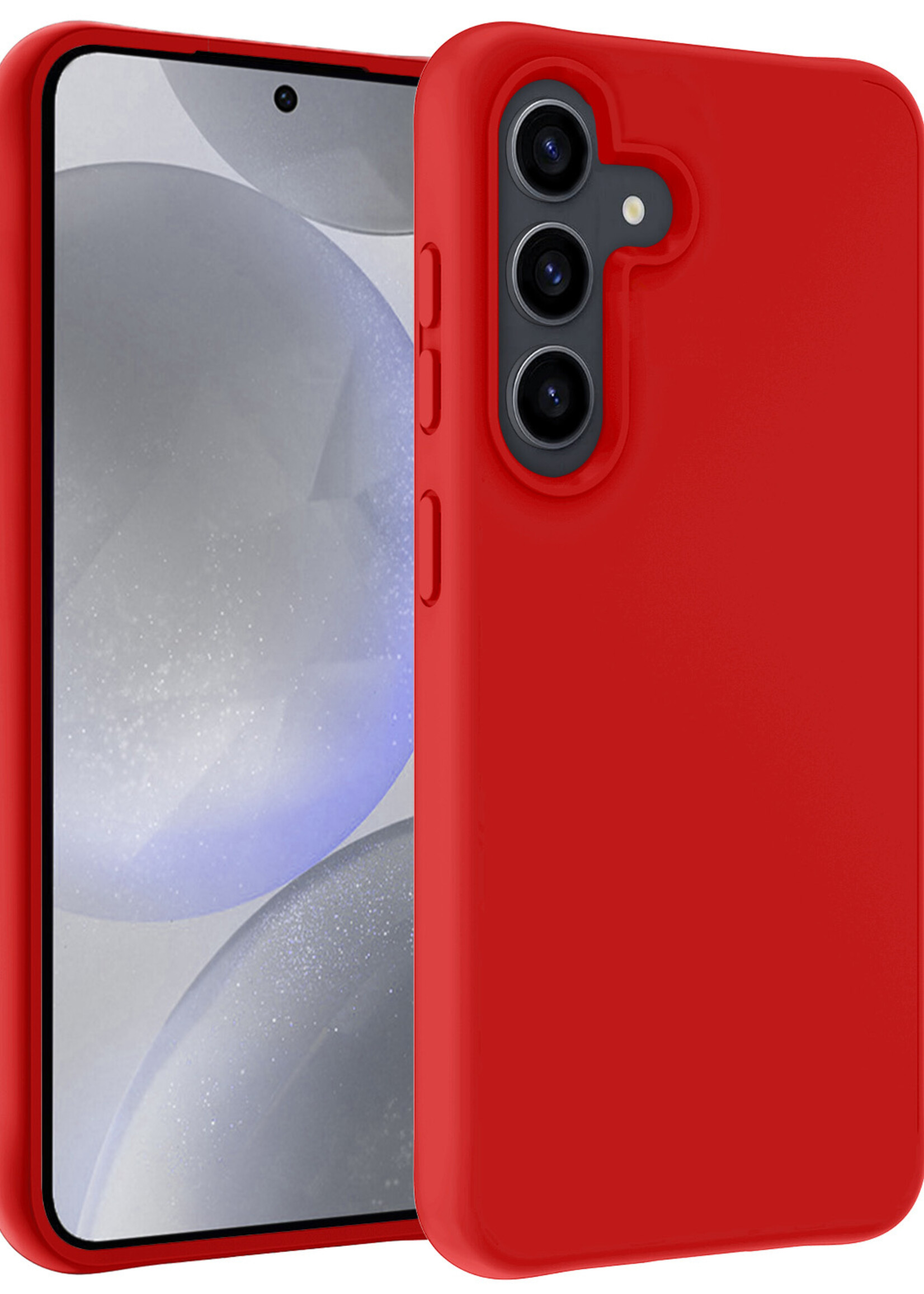 BTH Hoesje Geschikt voor Samsung S24 Plus Hoesje Siliconen Case Hoes - Hoes Geschikt voor Samsung Galaxy S24 Plus Hoes Cover Case - Rood