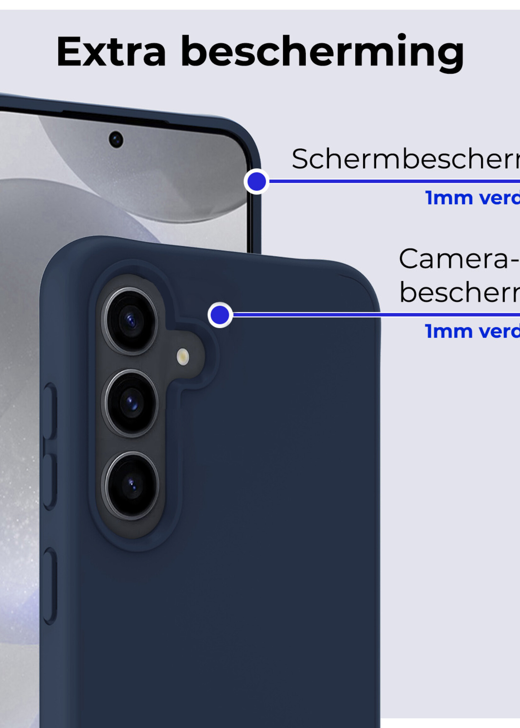 BTH Hoesje Geschikt voor Samsung S24 Plus Hoesje Siliconen Case Hoes - Hoes Geschikt voor Samsung Galaxy S24 Plus Hoes Cover Case - Donkerblauw