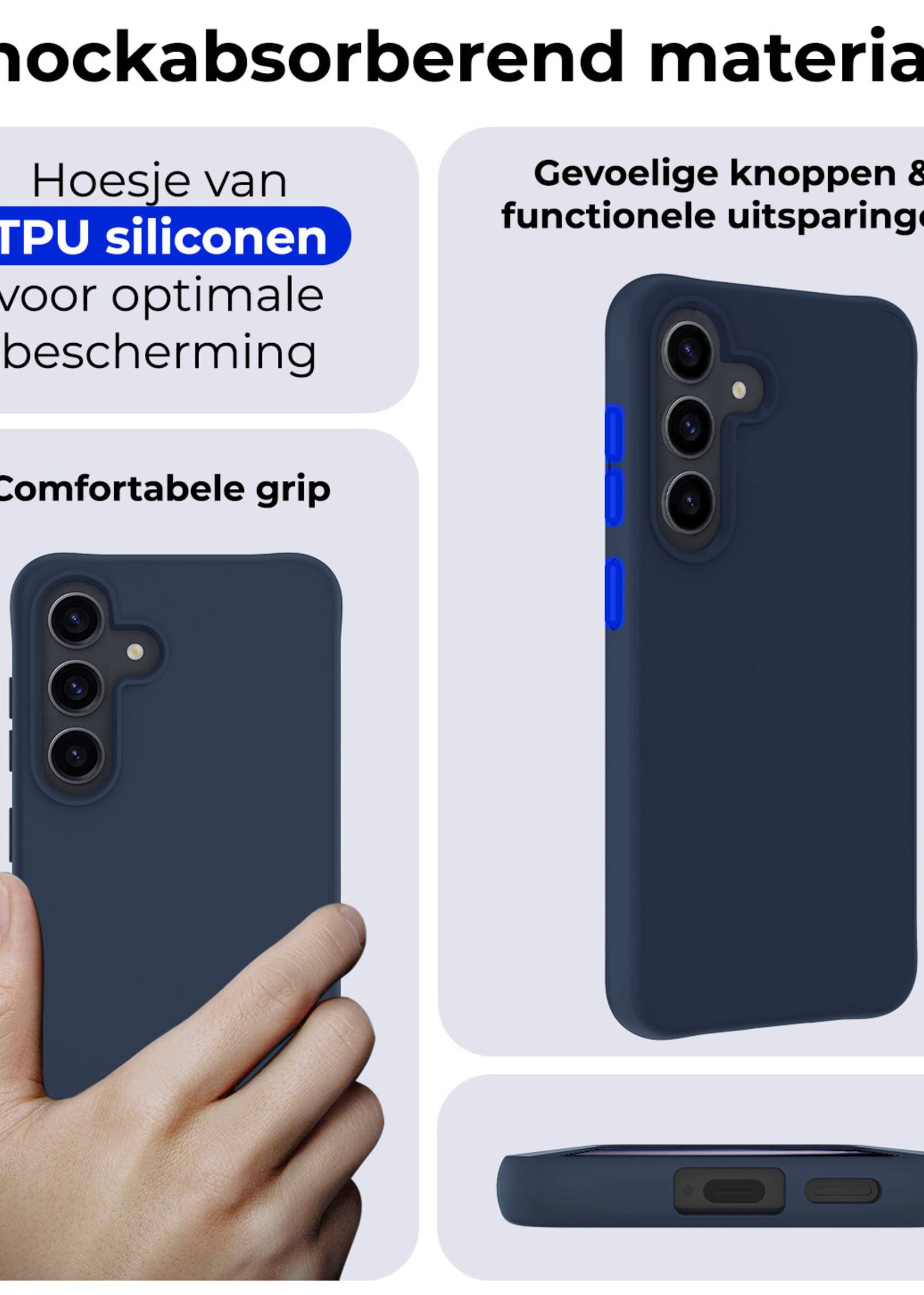 BTH Hoesje Geschikt voor Samsung S24 Plus Hoesje Siliconen Case Hoes - Hoes Geschikt voor Samsung Galaxy S24 Plus Hoes Cover Case - Donkerblauw