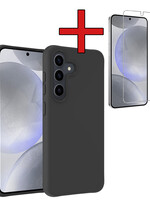 BTH BTH Samsung Galaxy S24 Hoesje Siliconen Met Screenprotector - Zwart