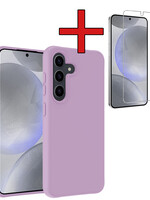 BTH BTH Samsung Galaxy S24 Hoesje Siliconen Met Screenprotector - Lila