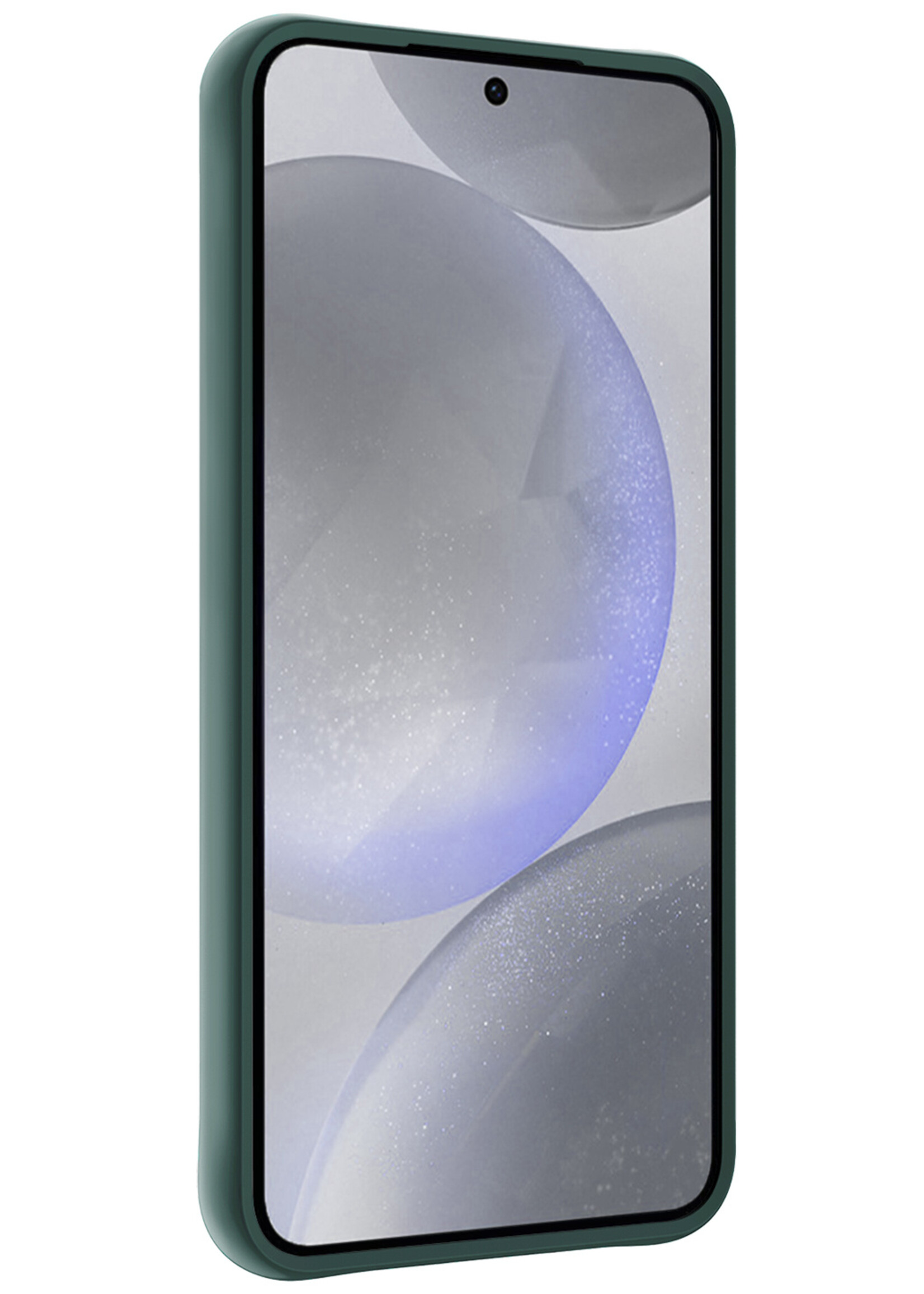 BTH Hoesje Geschikt voor Samsung S24 Hoesje Siliconen Case Hoes Met Screenprotector - Hoes Geschikt voor Samsung Galaxy S24 Hoes Cover Case - Donkergroen