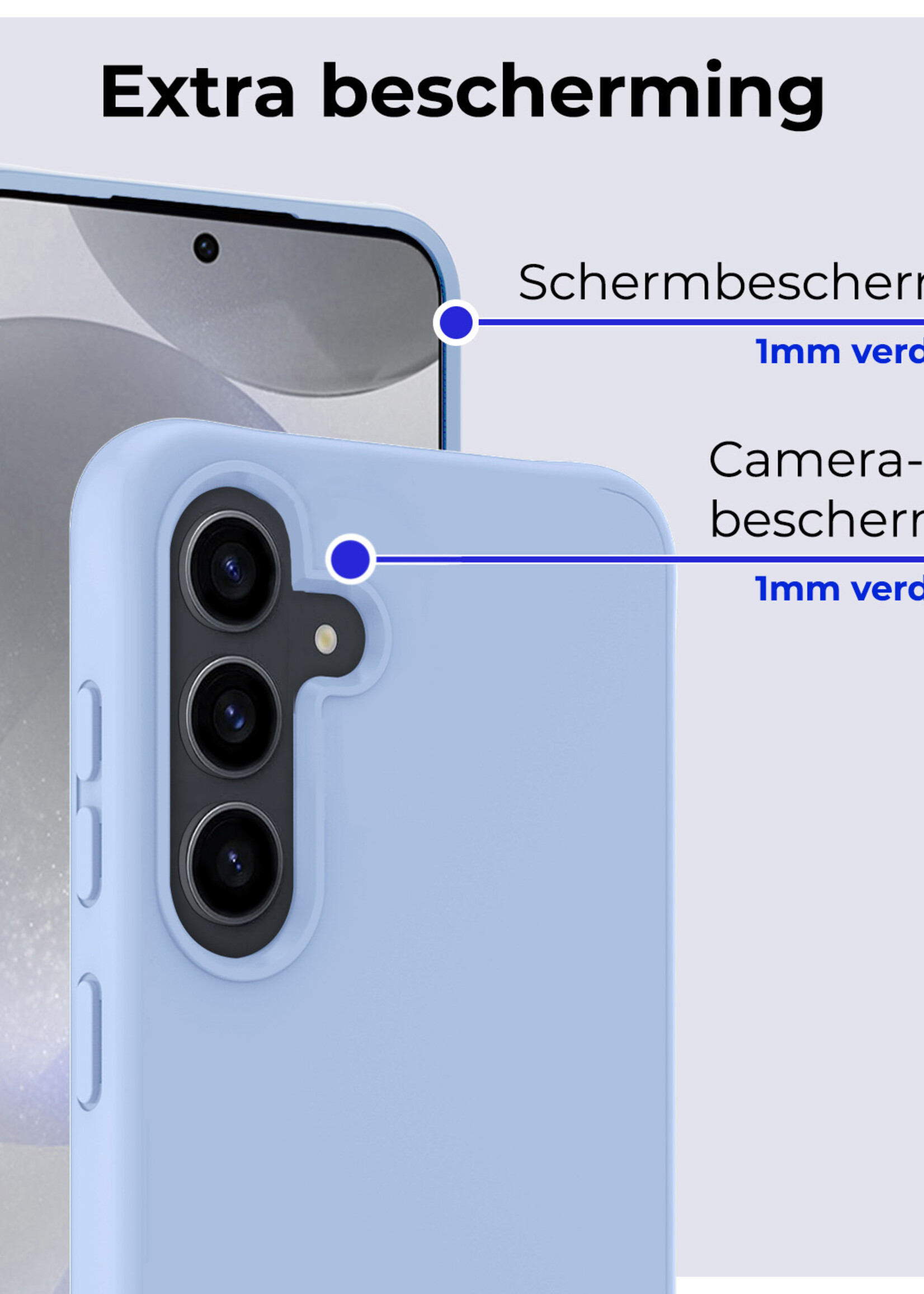 BTH Hoesje Geschikt voor Samsung S24 Hoesje Siliconen Case Hoes - Hoes Geschikt voor Samsung Galaxy S24 Hoes Cover Case - Lichtblauw