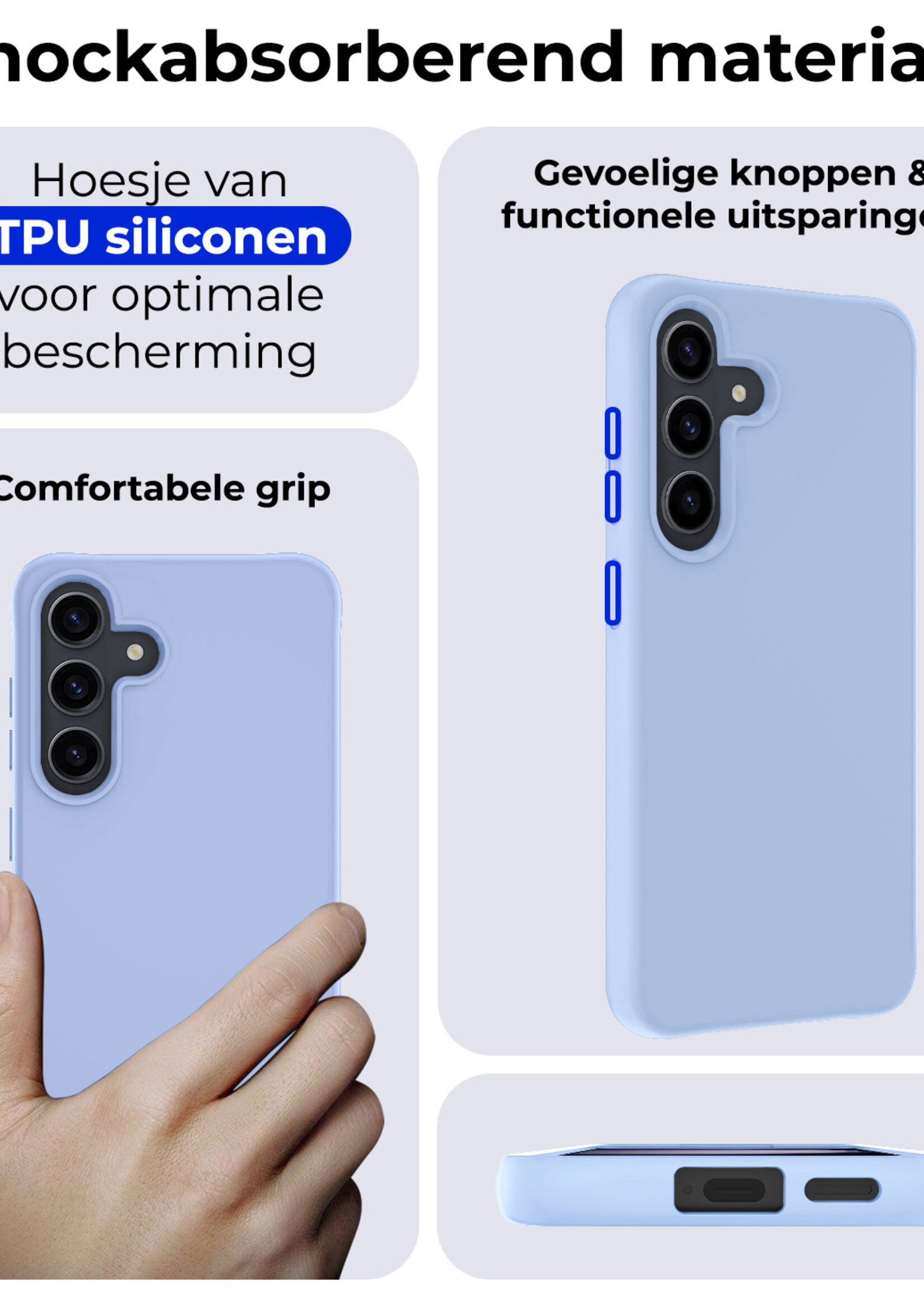 BTH Hoesje Geschikt voor Samsung S24 Hoesje Siliconen Case Hoes - Hoes Geschikt voor Samsung Galaxy S24 Hoes Cover Case - Lichtblauw