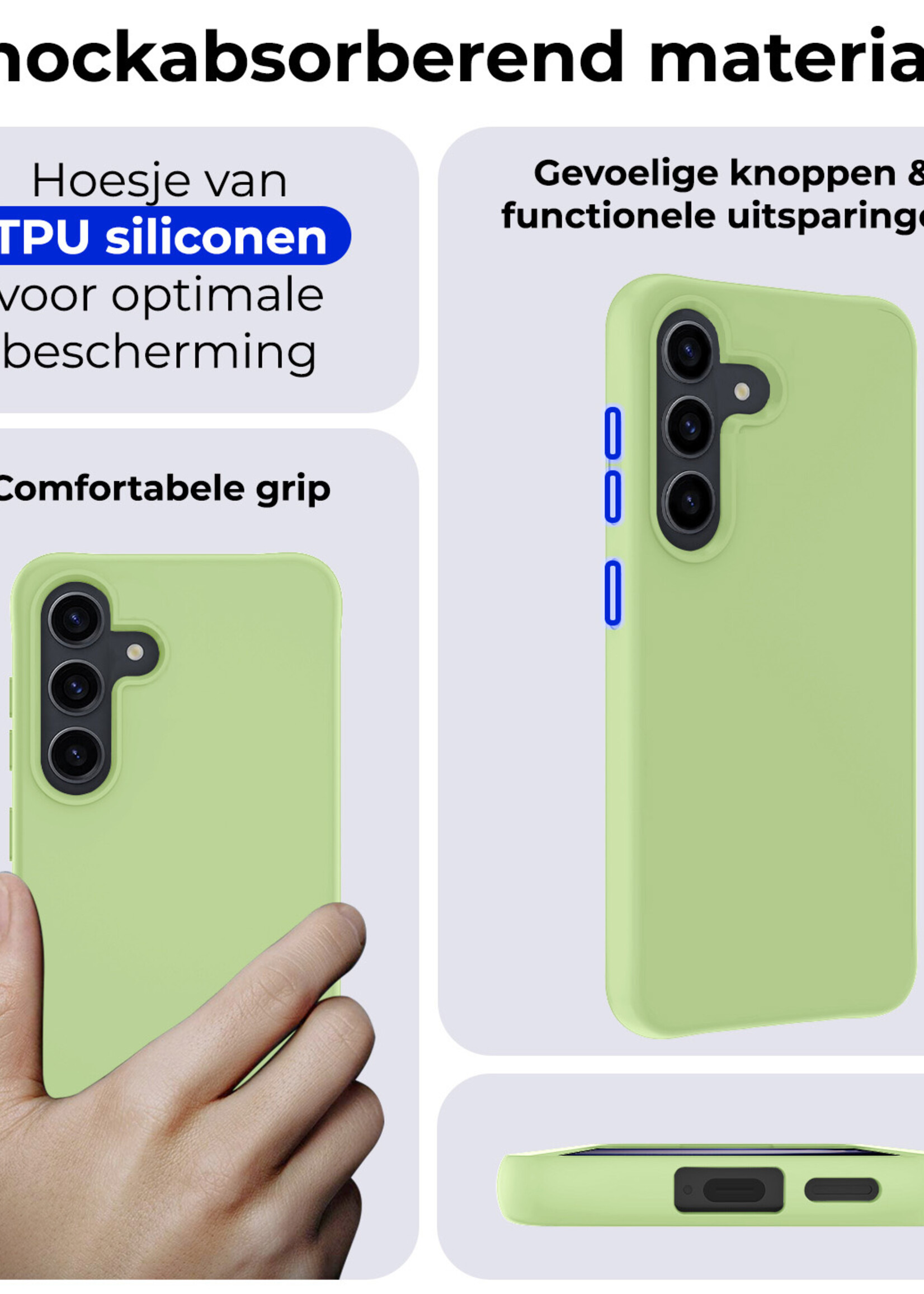 BTH Hoesje Geschikt voor Samsung S24 Hoesje Siliconen Case Hoes - Hoes Geschikt voor Samsung Galaxy S24 Hoes Cover Case - Groen