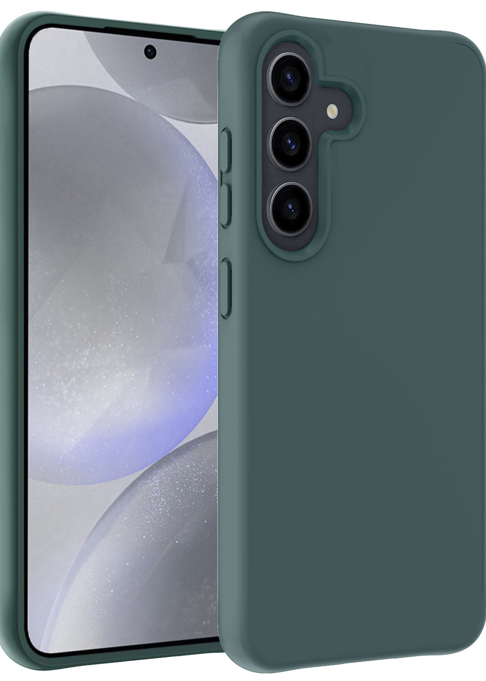 BTH Hoesje Geschikt voor Samsung S24 Hoesje Siliconen Case Hoes - Hoes Geschikt voor Samsung Galaxy S24 Hoes Cover Case - Donkergroen