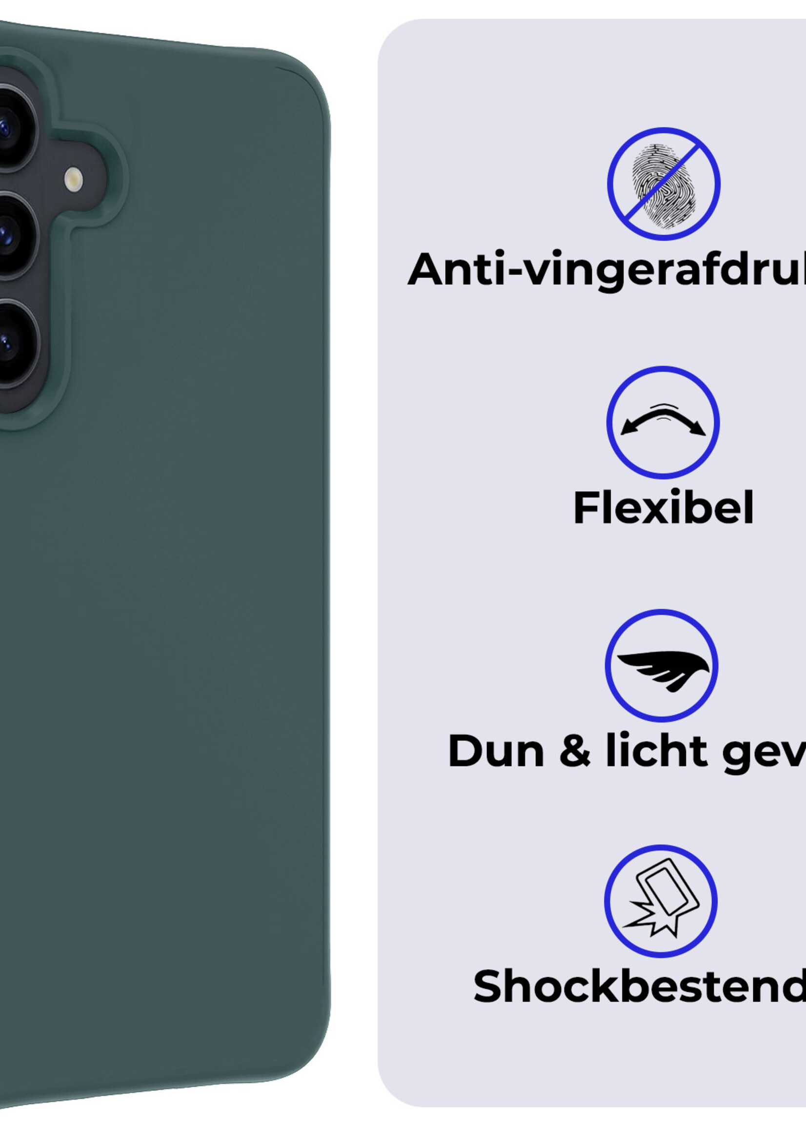 BTH Hoesje Geschikt voor Samsung S24 Hoesje Siliconen Case Hoes - Hoes Geschikt voor Samsung Galaxy S24 Hoes Cover Case - Donkergroen