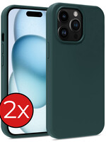 BTH BTH iPhone 15 Pro Max Hoesje Siliconen - Donkergroen - 2 PACK
