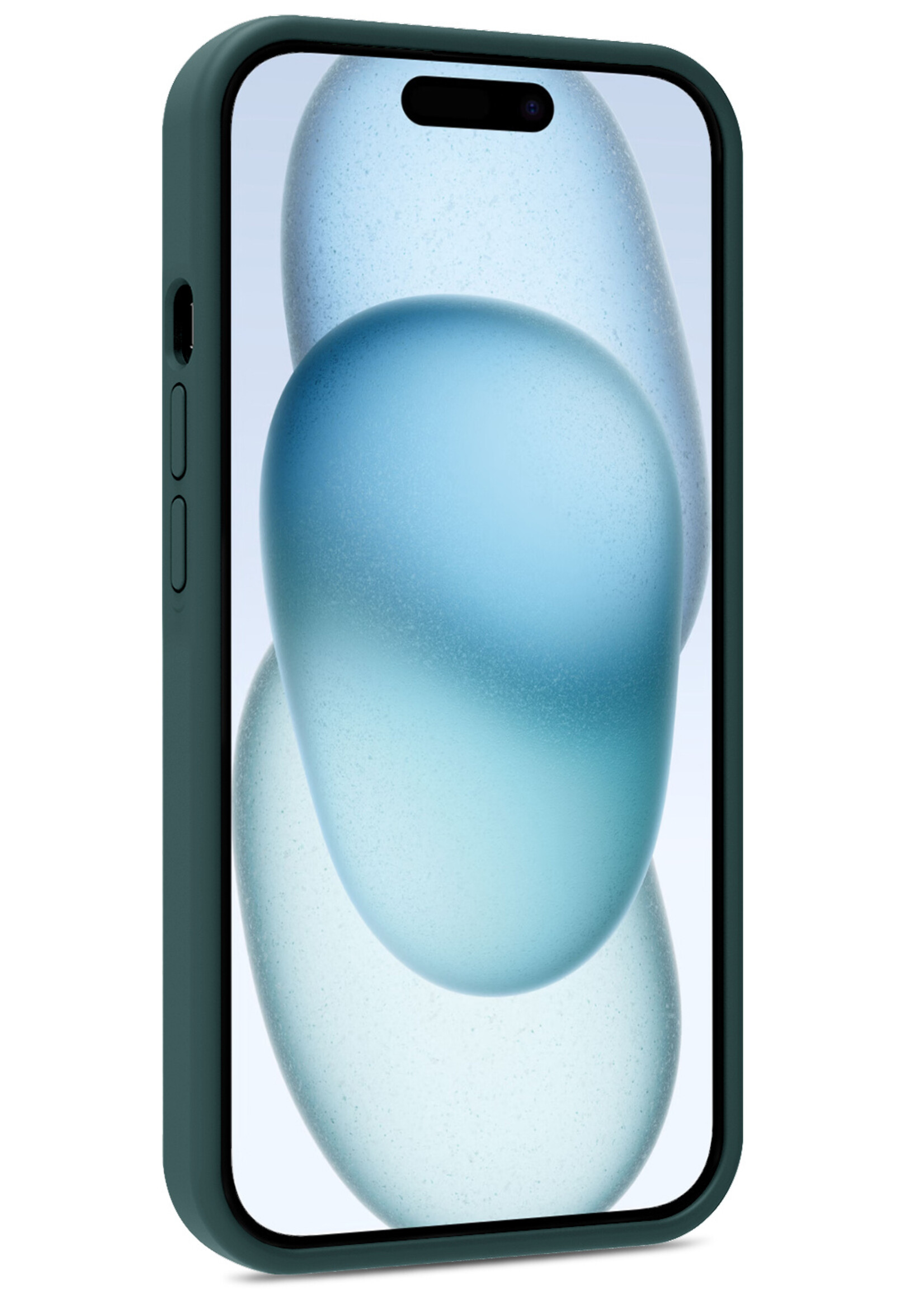 BTH Hoesje Geschikt voor iPhone 15 Pro Hoesje Siliconen Case Hoes Met 2x Screenprotector - Hoes Geschikt voor iPhone 15 Pro Hoes Cover Case - Donkergroen