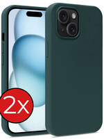 BTH BTH iPhone 15 Plus Hoesje Siliconen - Donkergroen - 2 PACK