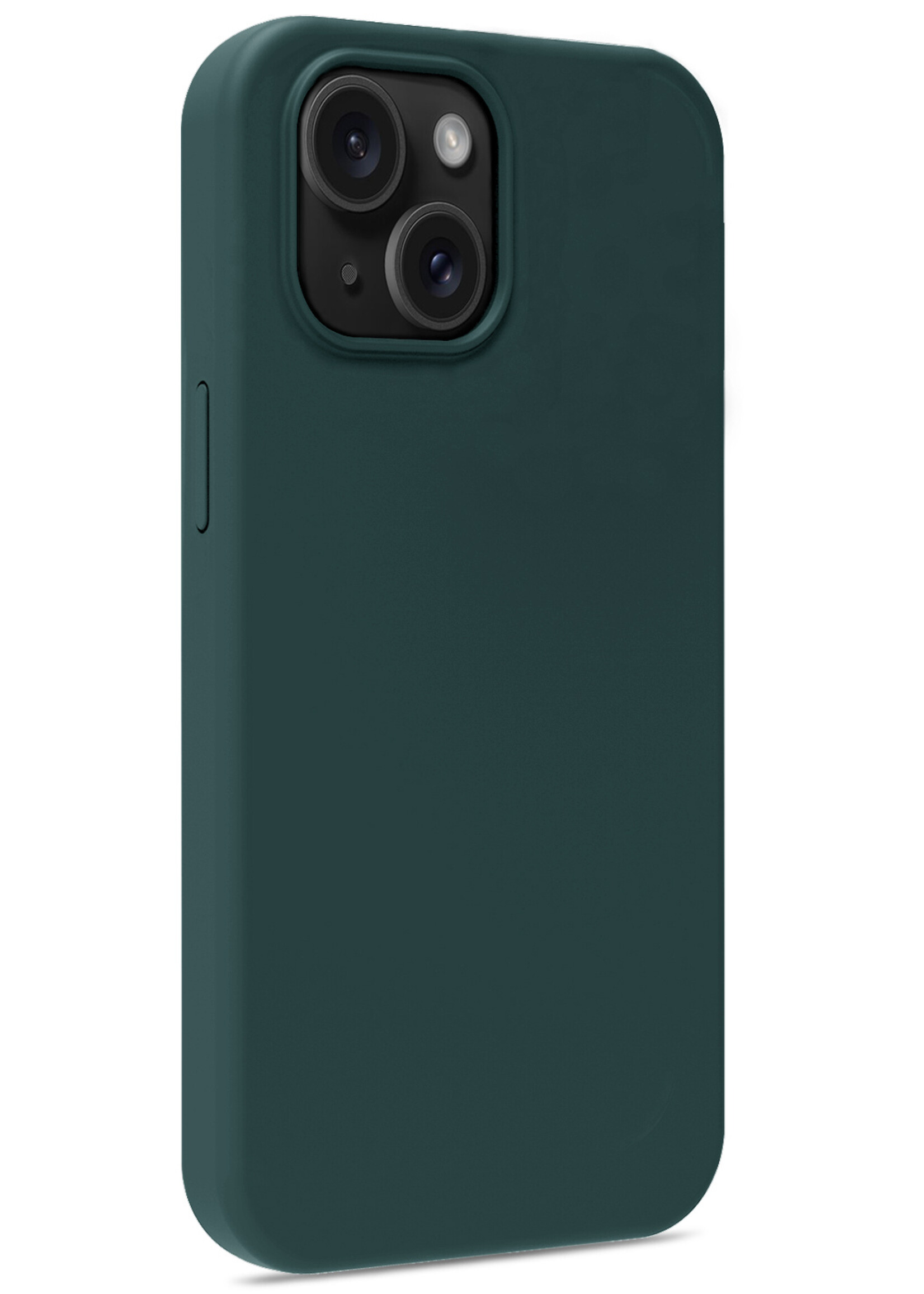 BTH Hoesje Geschikt voor iPhone 15 Hoesje Siliconen Case Hoes - Hoes Geschikt voor iPhone 15 Hoes Cover Case - Donkergroen - 2 PACK
