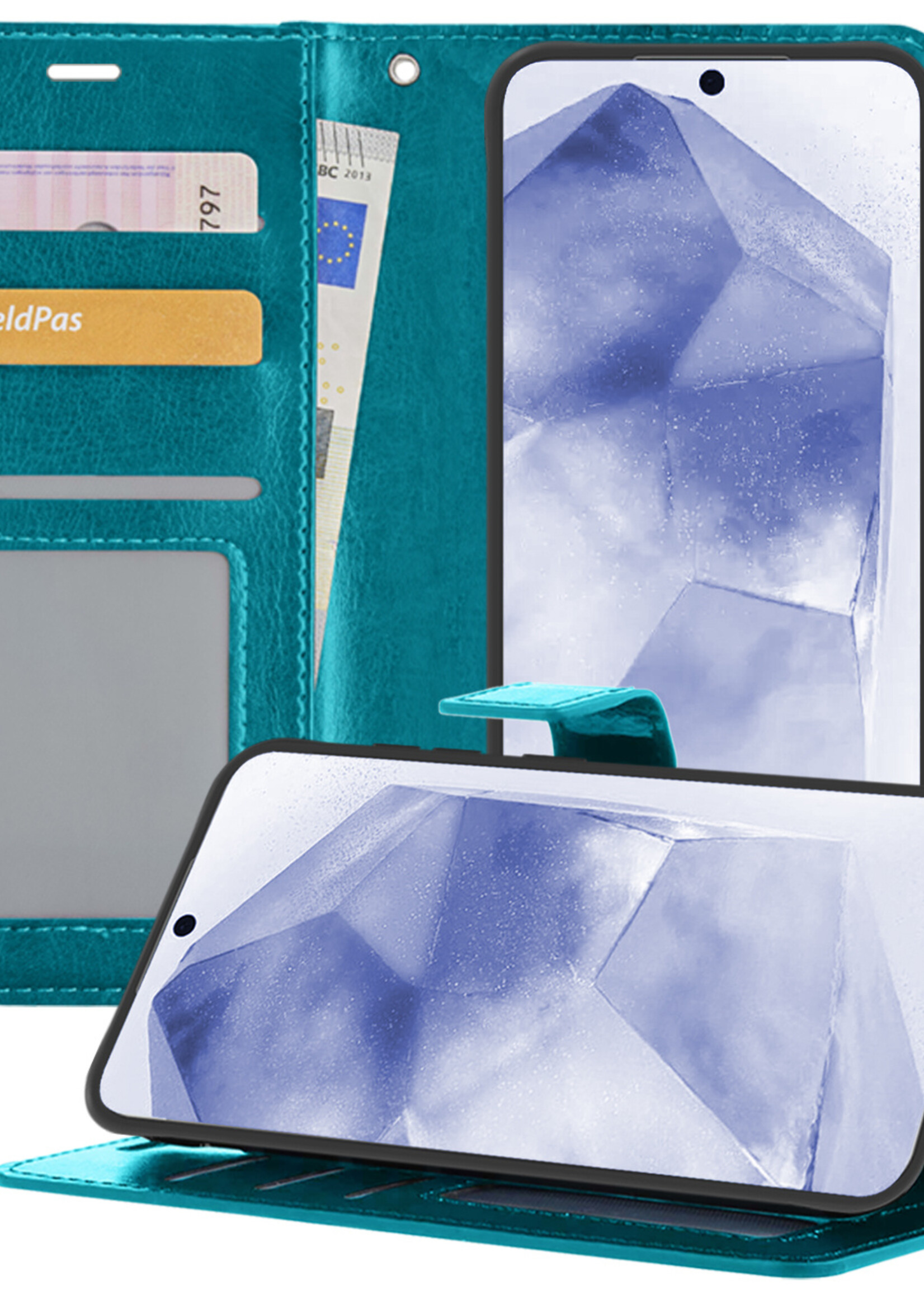 BTH Hoesje Geschikt voor Samsung A55 Hoesje Book Case Hoes Portemonnee Cover Walletcase - Hoes Geschikt voor Samsung Galaxy A55 Hoes Bookcase Hoesje - Turquoise