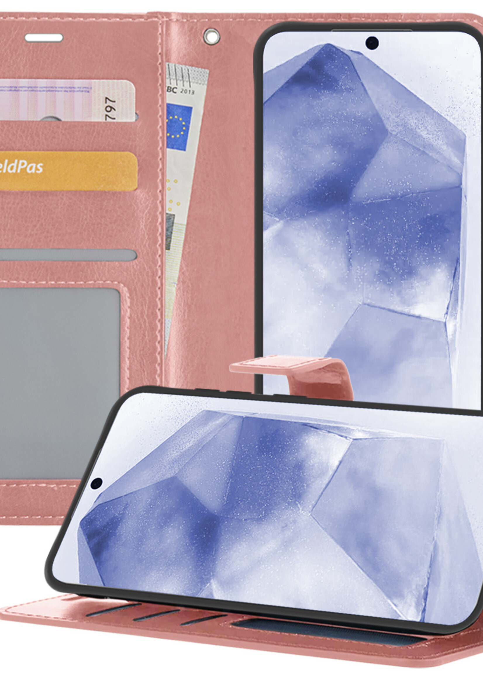 BTH Hoesje Geschikt voor Samsung A55 Hoesje Book Case Hoes Portemonnee Cover Walletcase - Hoes Geschikt voor Samsung Galaxy A55 Hoes Bookcase Hoesje - Rosé goud
