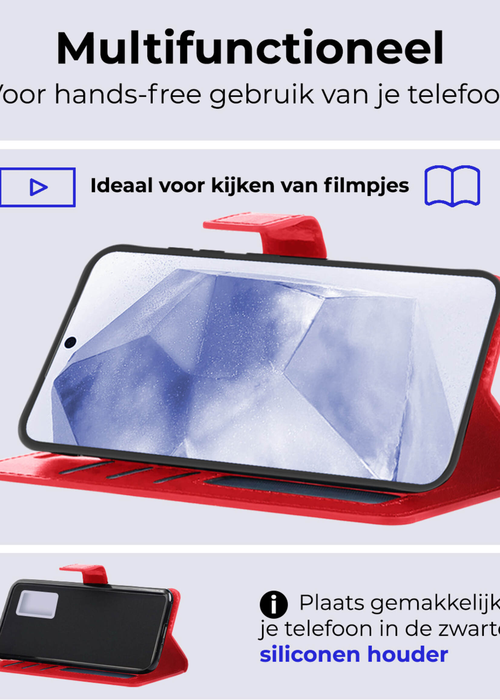 BTH Hoesje Geschikt voor Samsung A55 Hoesje Book Case Hoes Portemonnee Cover Walletcase - Hoes Geschikt voor Samsung Galaxy A55 Hoes Bookcase Hoesje - Rood