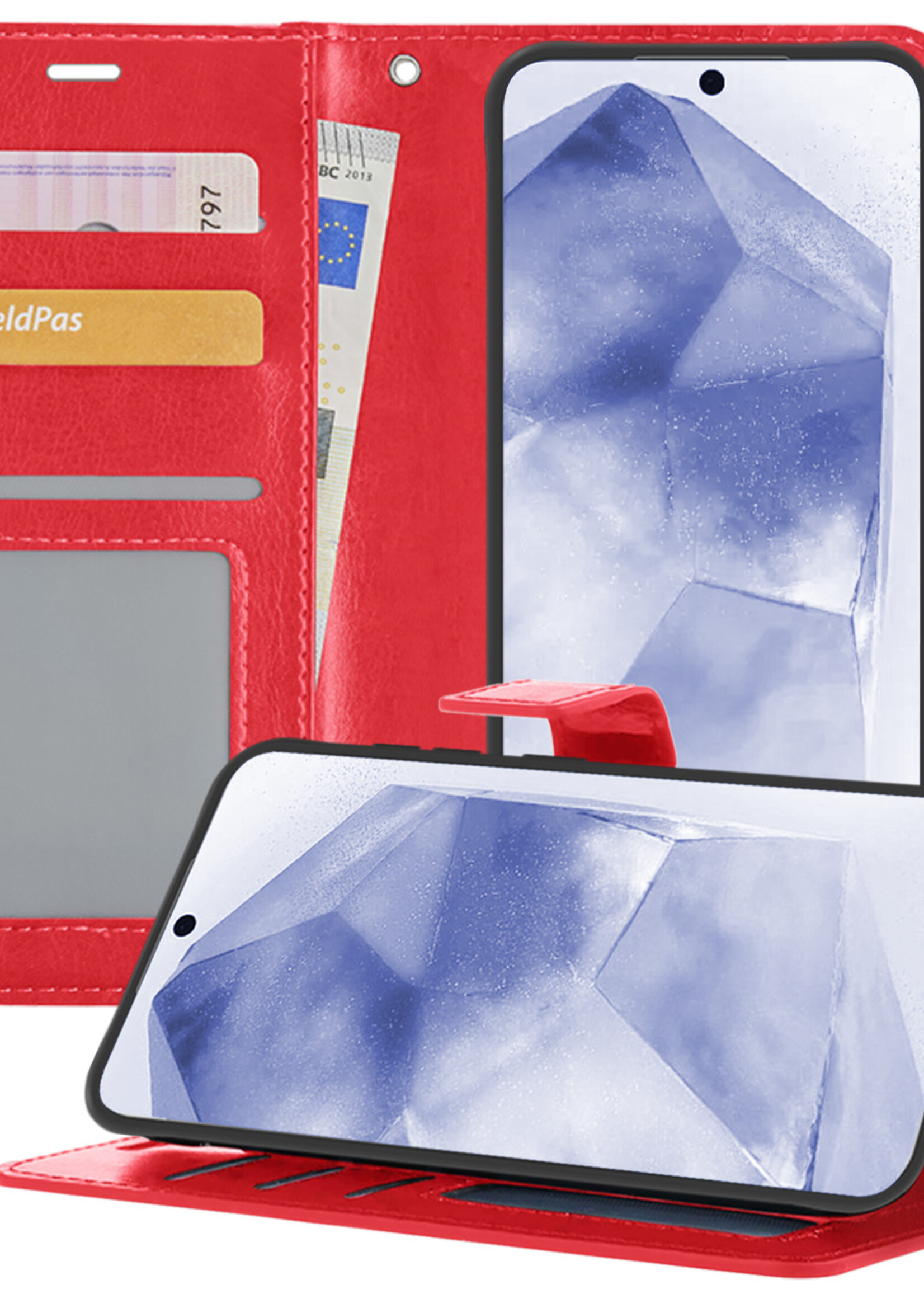 BTH Hoesje Geschikt voor Samsung A55 Hoesje Book Case Hoes Portemonnee Cover Walletcase - Hoes Geschikt voor Samsung Galaxy A55 Hoes Bookcase Hoesje - Rood