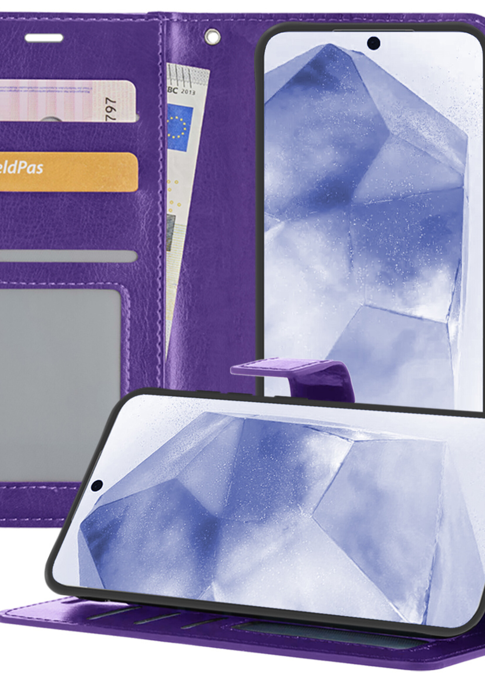 BTH Hoesje Geschikt voor Samsung A55 Hoesje Book Case Hoes Portemonnee Cover Walletcase - Hoes Geschikt voor Samsung Galaxy A55 Hoes Bookcase Hoesje - Paars