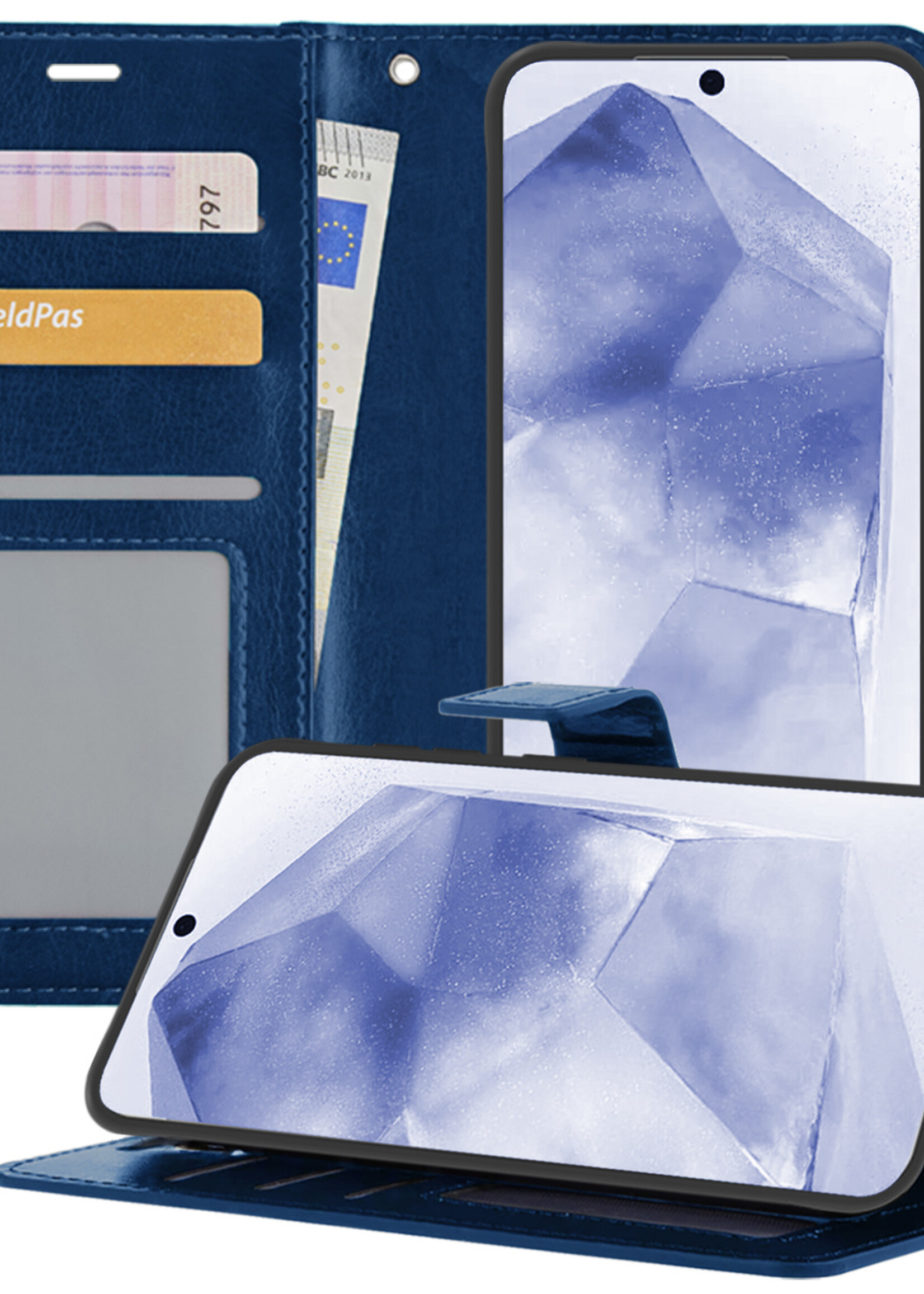 BTH Hoesje Geschikt voor Samsung A55 Hoesje Book Case Hoes Portemonnee Cover Walletcase - Hoes Geschikt voor Samsung Galaxy A55 Hoes Bookcase Hoesje - Donkerblauw