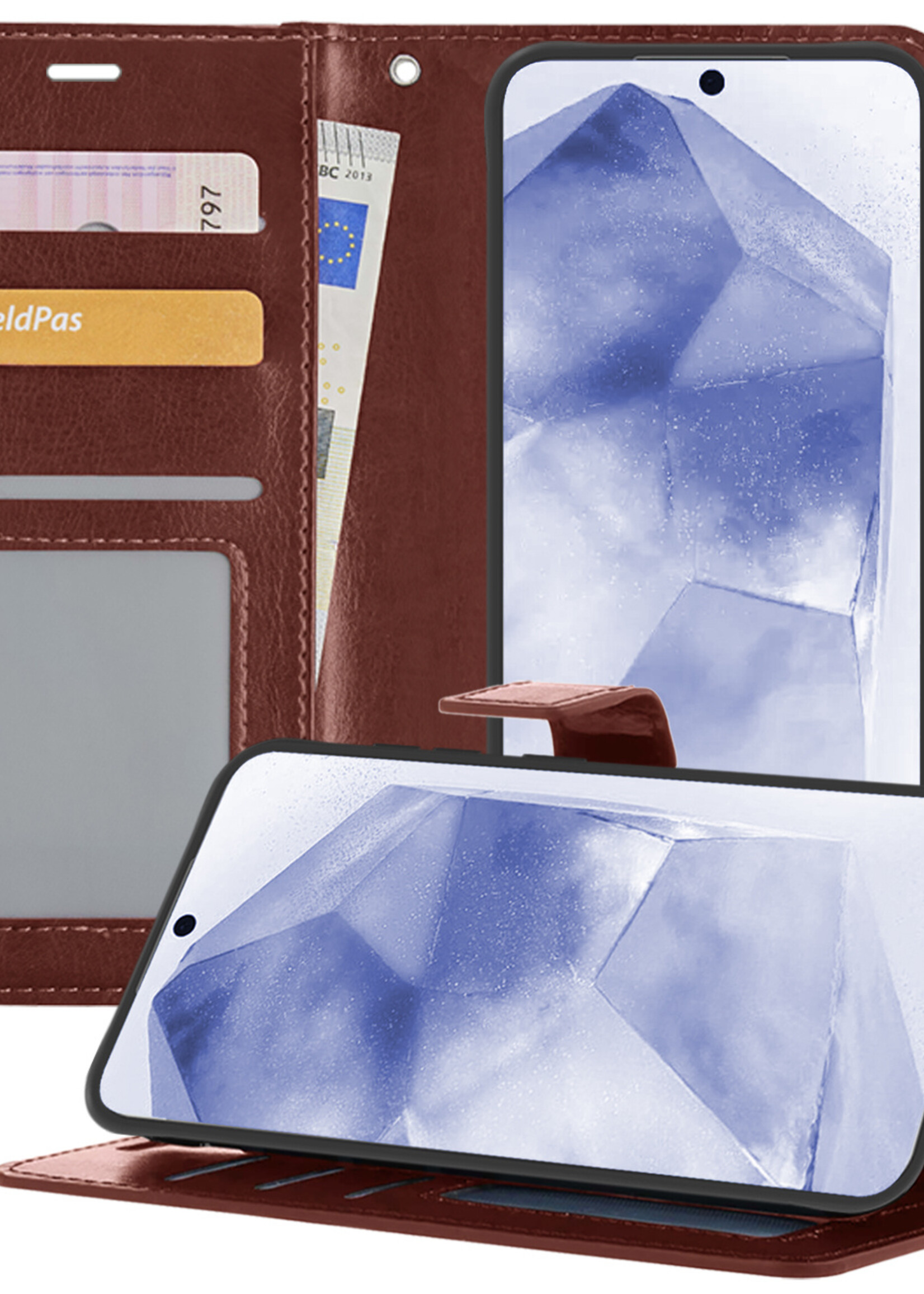BTH Hoesje Geschikt voor Samsung A55 Hoesje Book Case Hoes Portemonnee Cover Walletcase - Hoes Geschikt voor Samsung Galaxy A55 Hoes Bookcase Hoesje - Bruin
