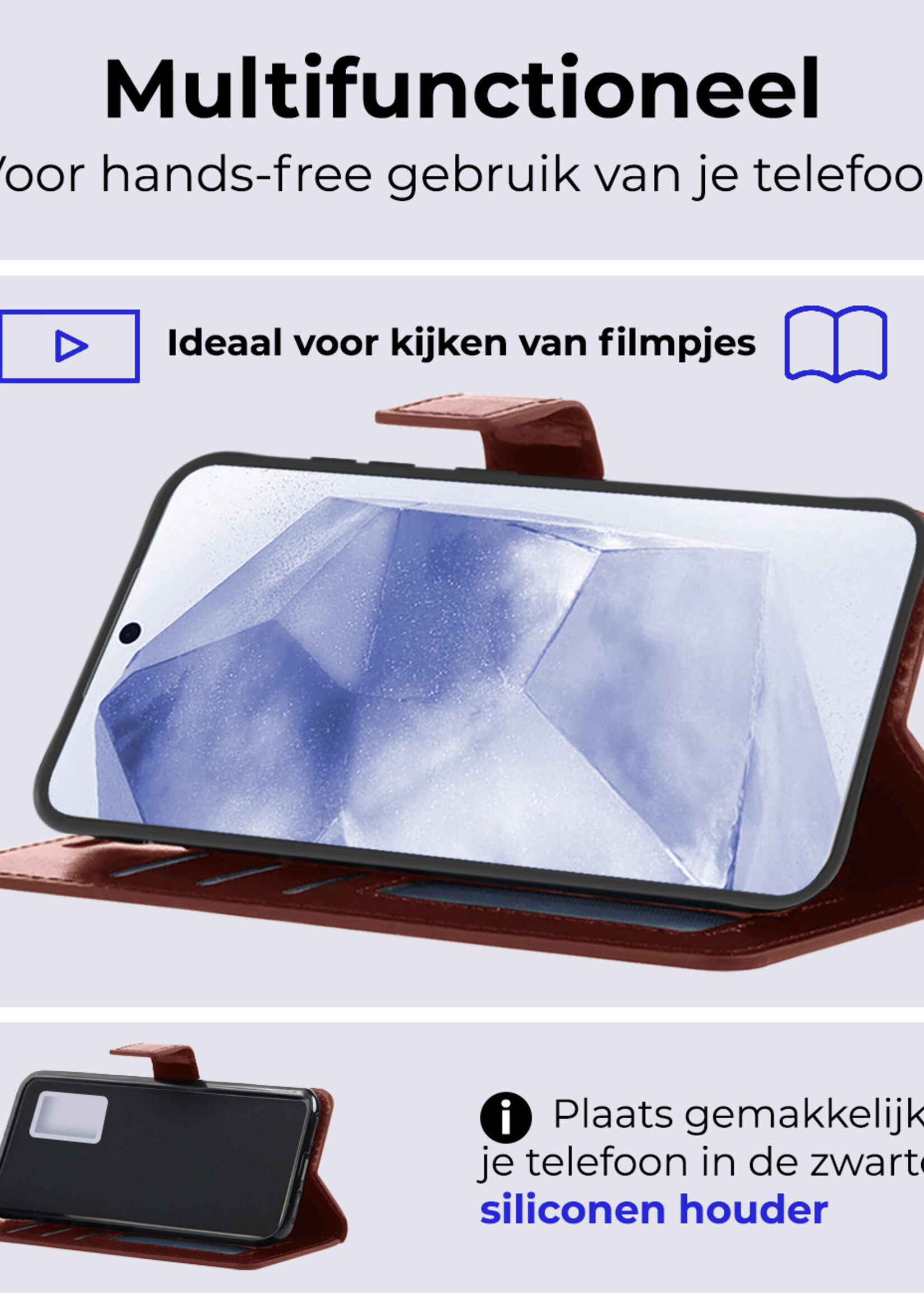 BTH Hoesje Geschikt voor Samsung A55 Hoesje Book Case Hoes Portemonnee Cover Walletcase - Hoes Geschikt voor Samsung Galaxy A55 Hoes Bookcase Hoesje - Bruin