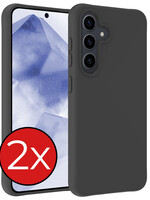 BTH BTH Samsung Galaxy A55 Hoesje Siliconen - Zwart - 2 PACK